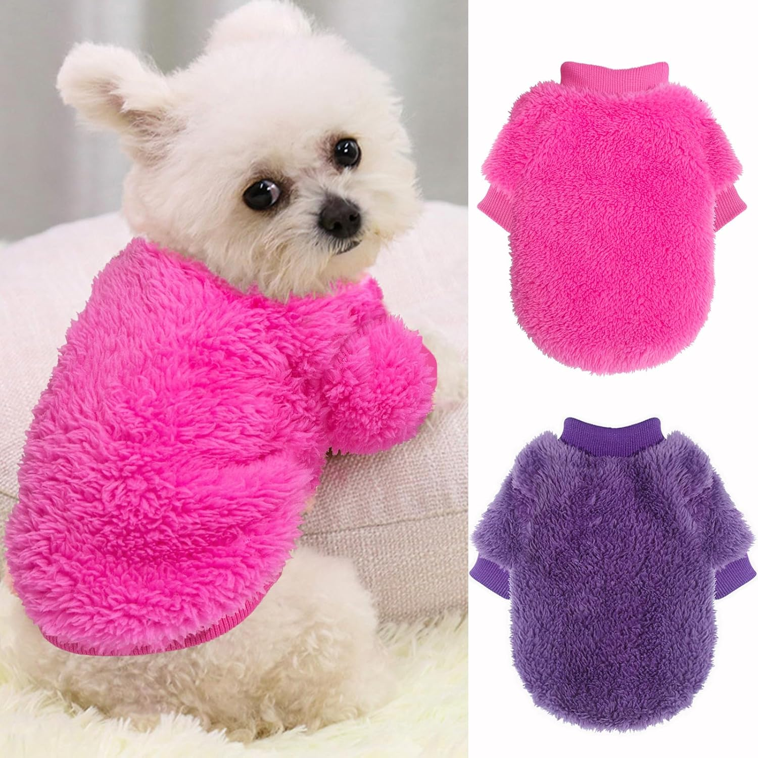 Pack XXS Dog Sweater, Tiny Dog Sweaters for Small Dogs Girl (-3Lb), Warm Soft Puppy Clothes for New Puppies, Cute Extra Small Doggie Clothes for Chihuahua Yorkie Cat Pet Apparel,Xxs