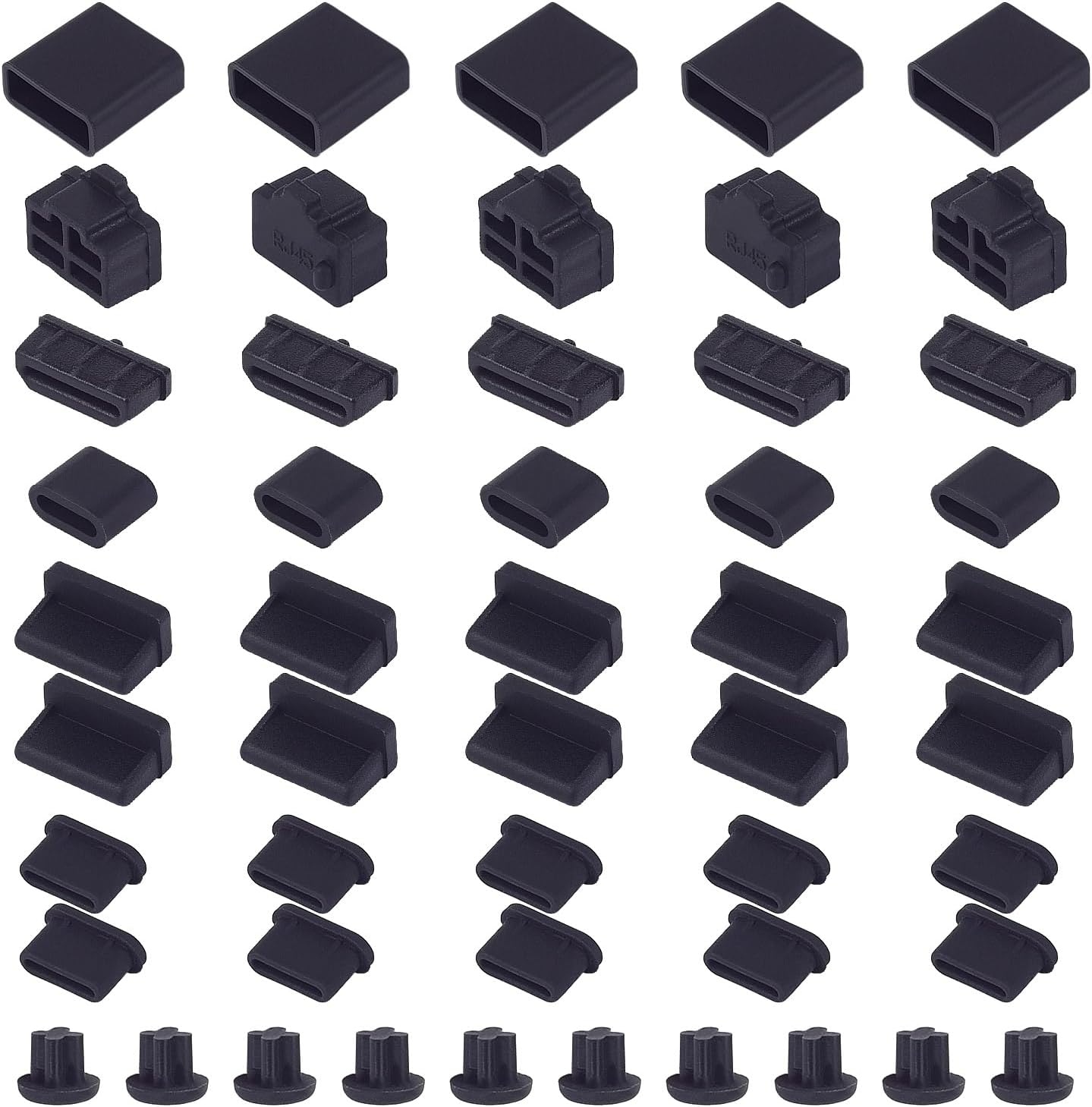 50 Pcs 7 Types USB Port Cover, Silicone USB C Port Dust Plugs Cap Cover for USB a Female/Male, USB C Cap, 3.5Mm Headphone, HDMI, RJ45 Ethernet Protector Stoppers