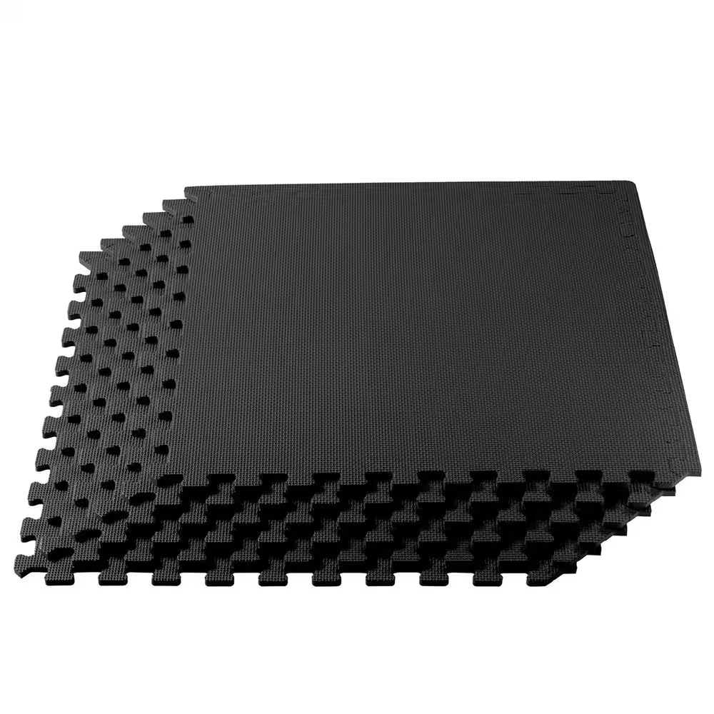 Black 24 In. W X 24 In. L X 3/8 In. T Interlocking Foam Gym Flooring Mat (6 Tiles/Pack) (24 Sq. Ft. )
