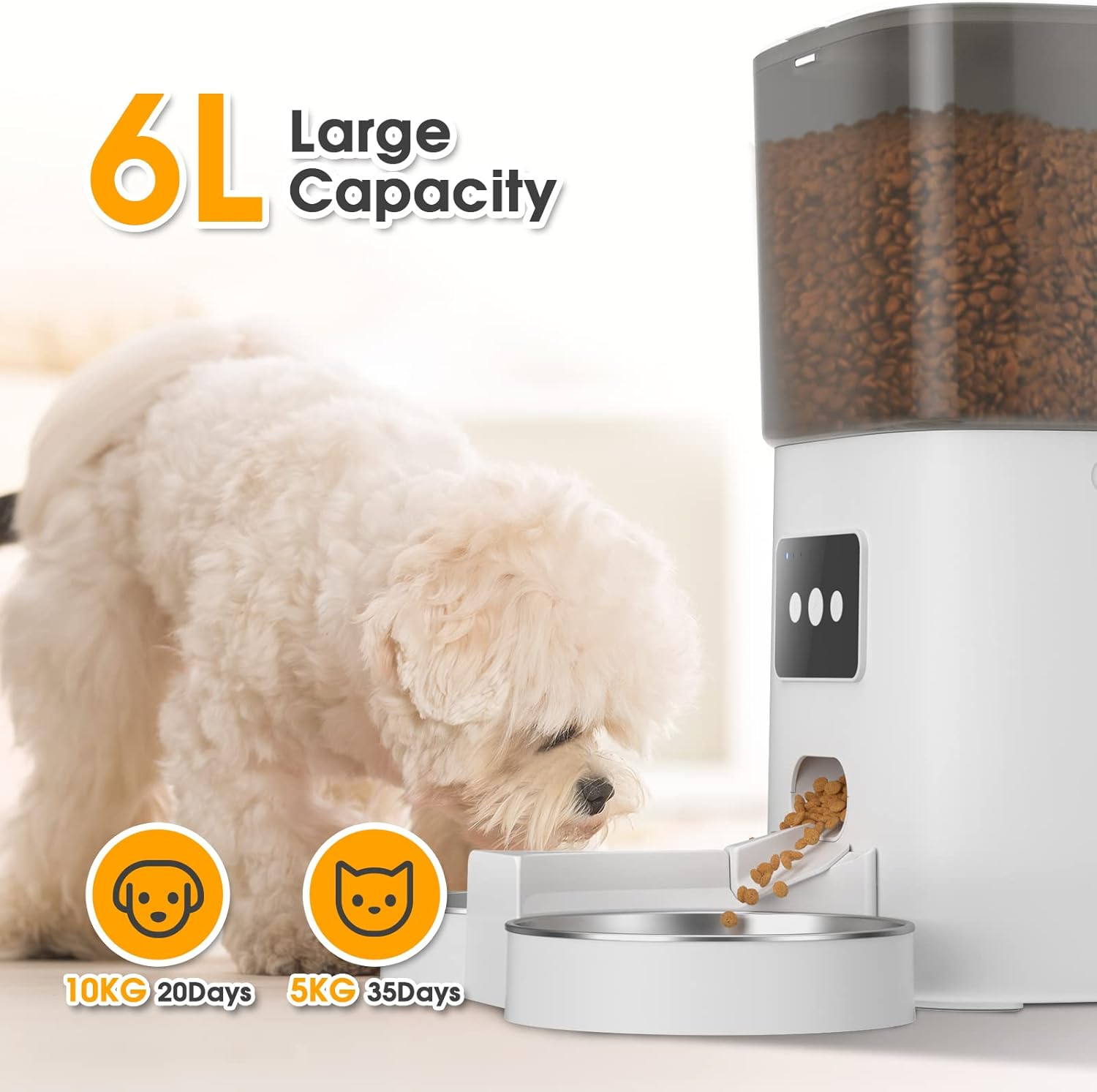 ADVWIN Pet Feeder Pro, WiFi Double Bowl 6L Automatic Cats Feeder with App Rem... - Picture 7 of 14