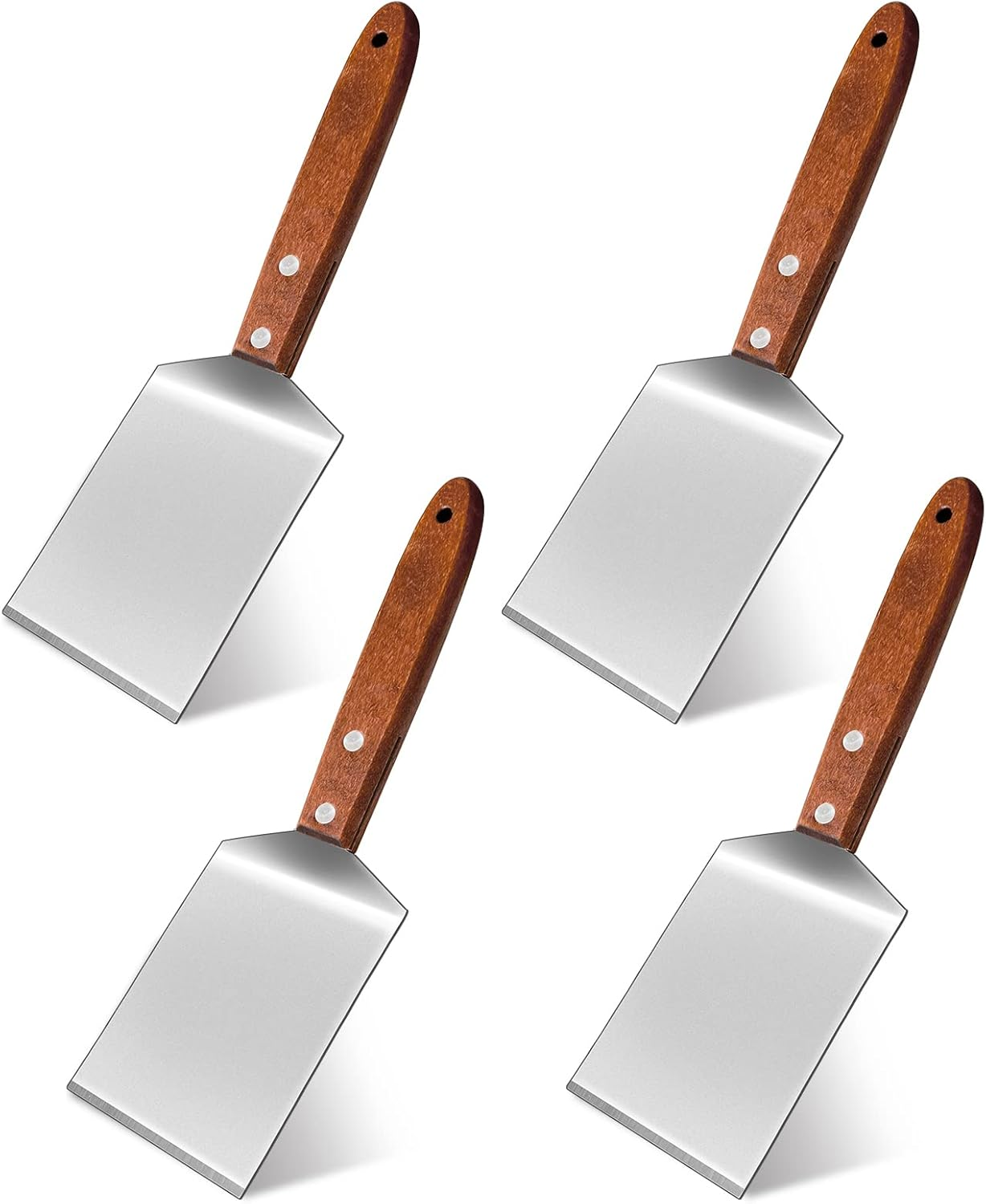 4 Pcs Small Brownie Cookie Spatula Metal Stainless Steel Spatula with Wooden Handle for Desserts Cutting and Serving Desserts, Brownies and Lasagna