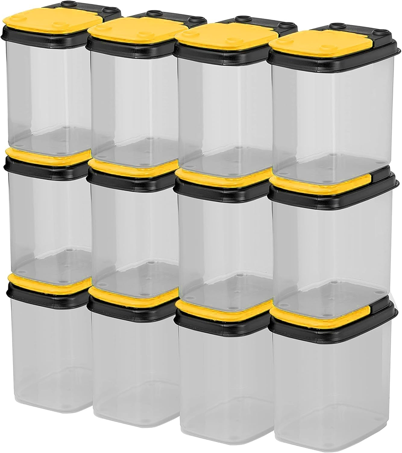 Stackable Hardware Storage Bins, Workshop Organizer 1 Quart 12-Pack | Clear Bins for Easy Visibility, Stackable Lids, Organizes Nuts, Bolts, Screws and Small Parts, Workshop or Garage Storage