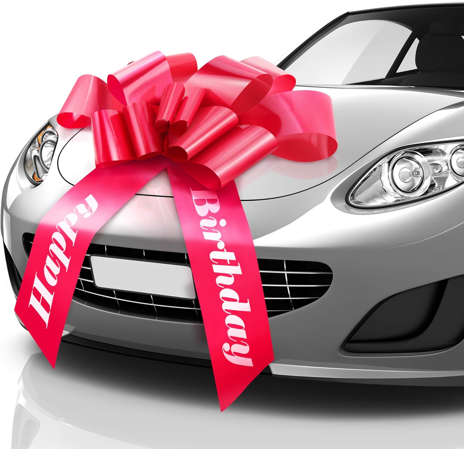 Zoe Deco - Happy Birthday Car Bow - Red, 23 Inch - Giant Car Bow Pre-Printed W/Happy Birthday - Large Gift Wrapping for Huge Present