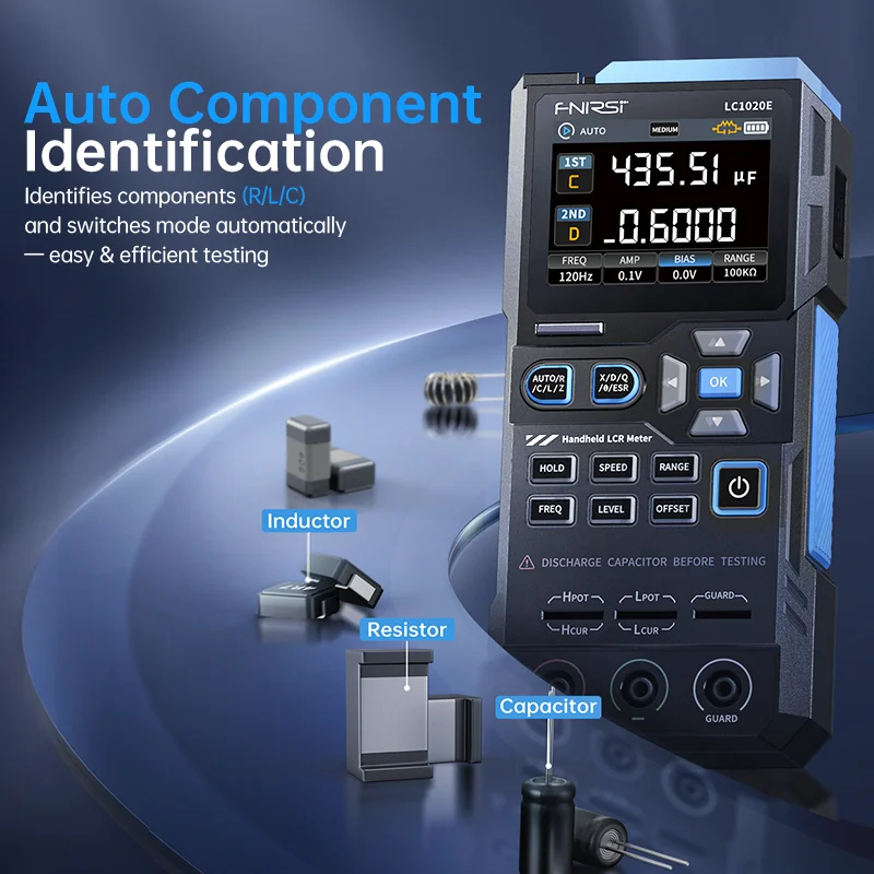 LC1020E Handheld Digital Bridge LCR Meter, Auto L/C/R Measurement, 2.8