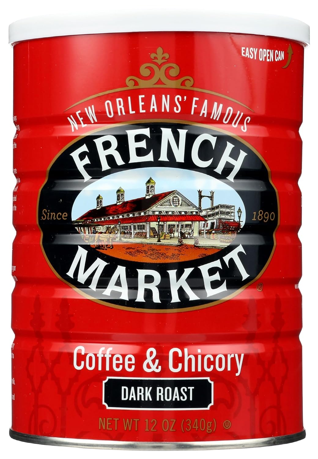 French Market Coffee & Chicory Dark Roast Ground Coffee, 12Oz Can (Pack of 6)