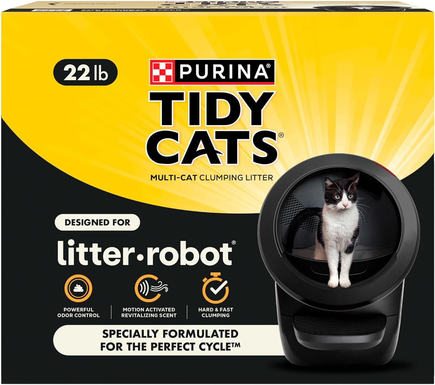 Purina Tidy Cats Cat Litter for Litter-Robot Clumping Cat Litter Odor Control Formula - 22 Lb. Box