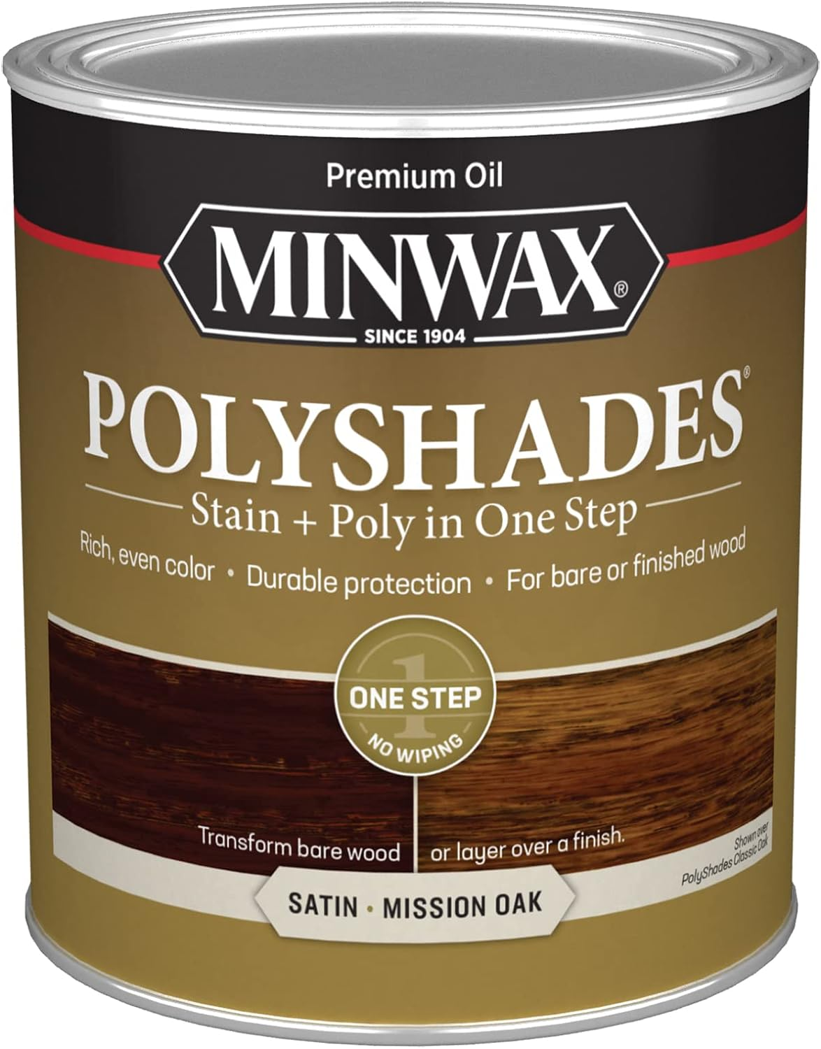 Polyshades Wood Stain + Polyurethane Finish – Quart, Mission Oak, Satin