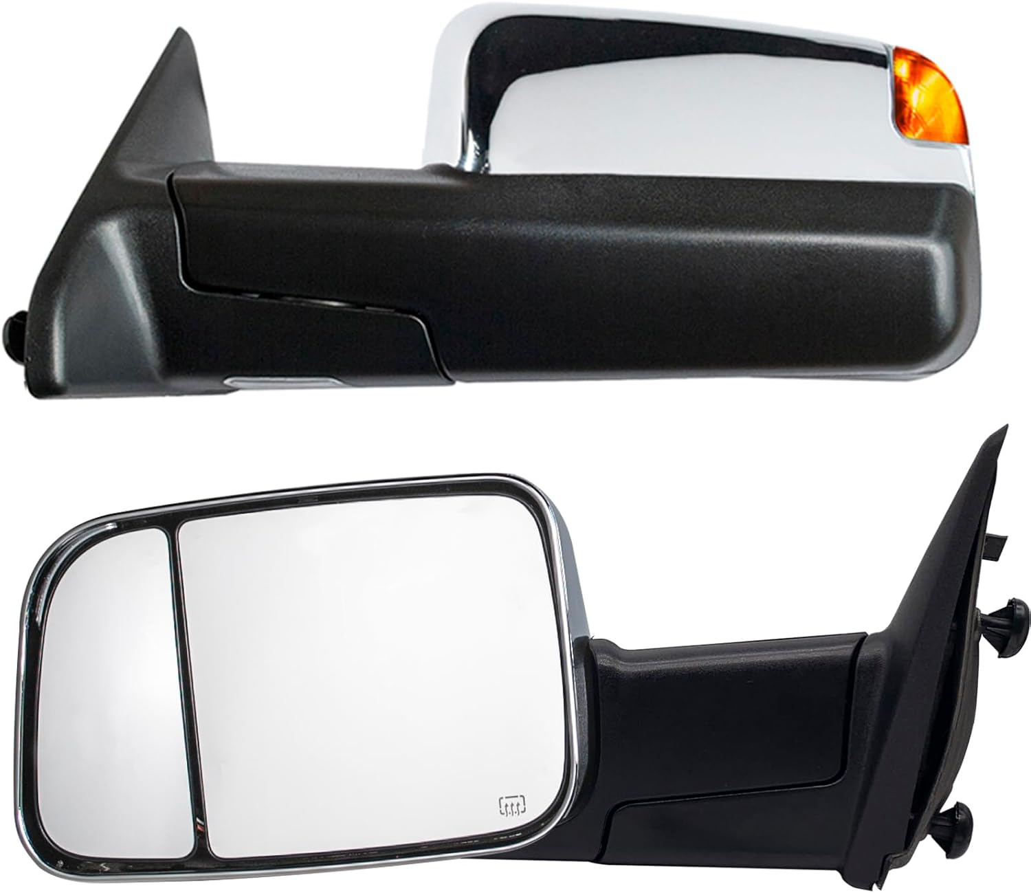 Towing Mirrors Fit for 2010-2018 Ram 1500 2500 3500, 2009 2010 Dodge Ram 1500 with Heated Power LED Turn Signal Puddle Lamp Temperature Sensor Flip up Pickup Truck Chrome