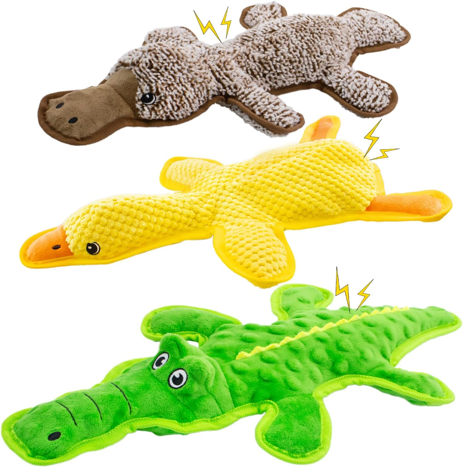 No Stuffing Dog Squeak Toys-3 Pack Chew Toys for Small Medium Large Breed-  Durab