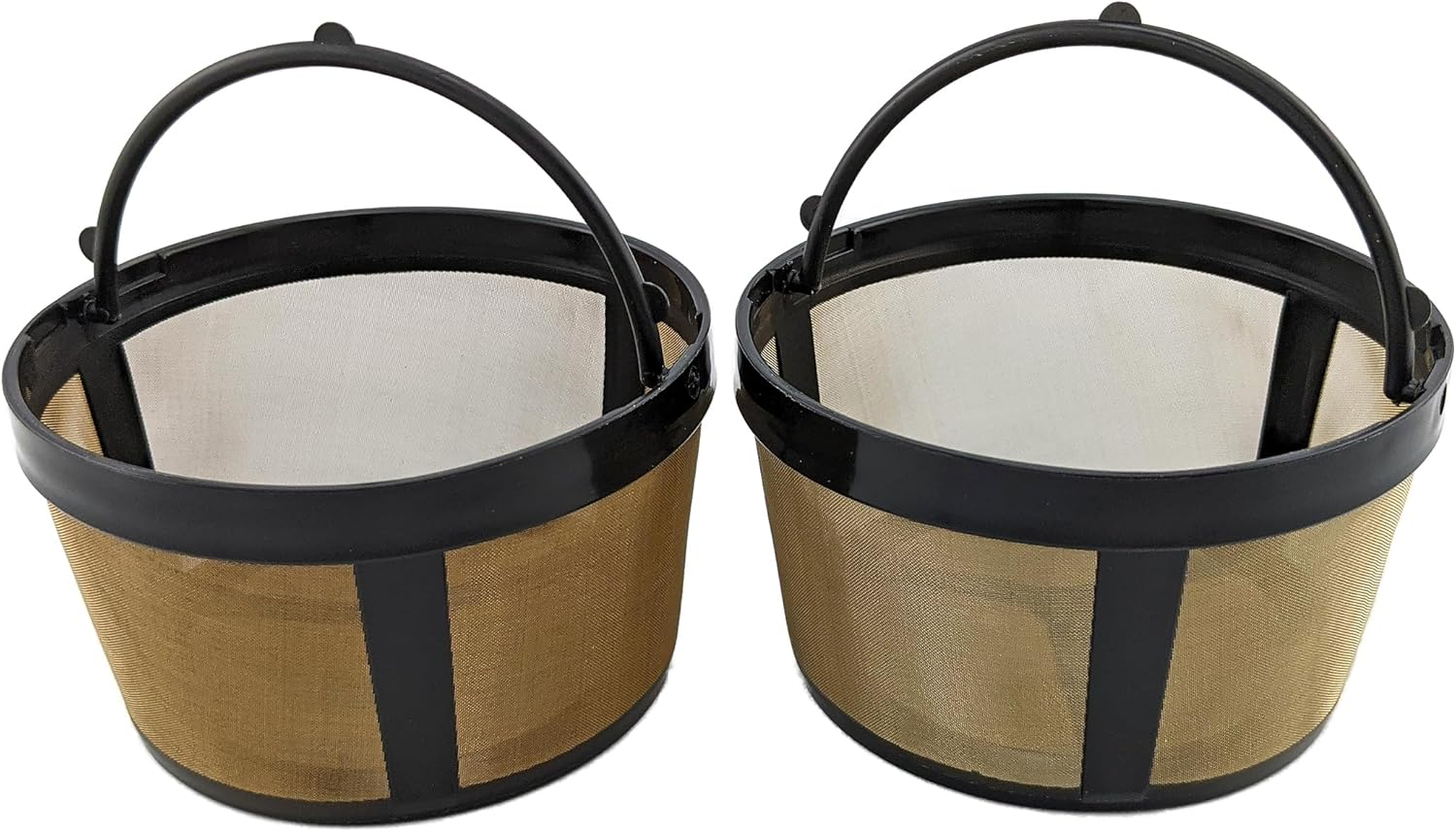 NRP 2-Pack 5Cup Gold-Tone Basket Permanent Coffee Filter Compatible for Krups Coffeemaker, Also Fits in Mr Coffee, Hamilton, B&D and MORE, Mini Size #2 Screen Bottom