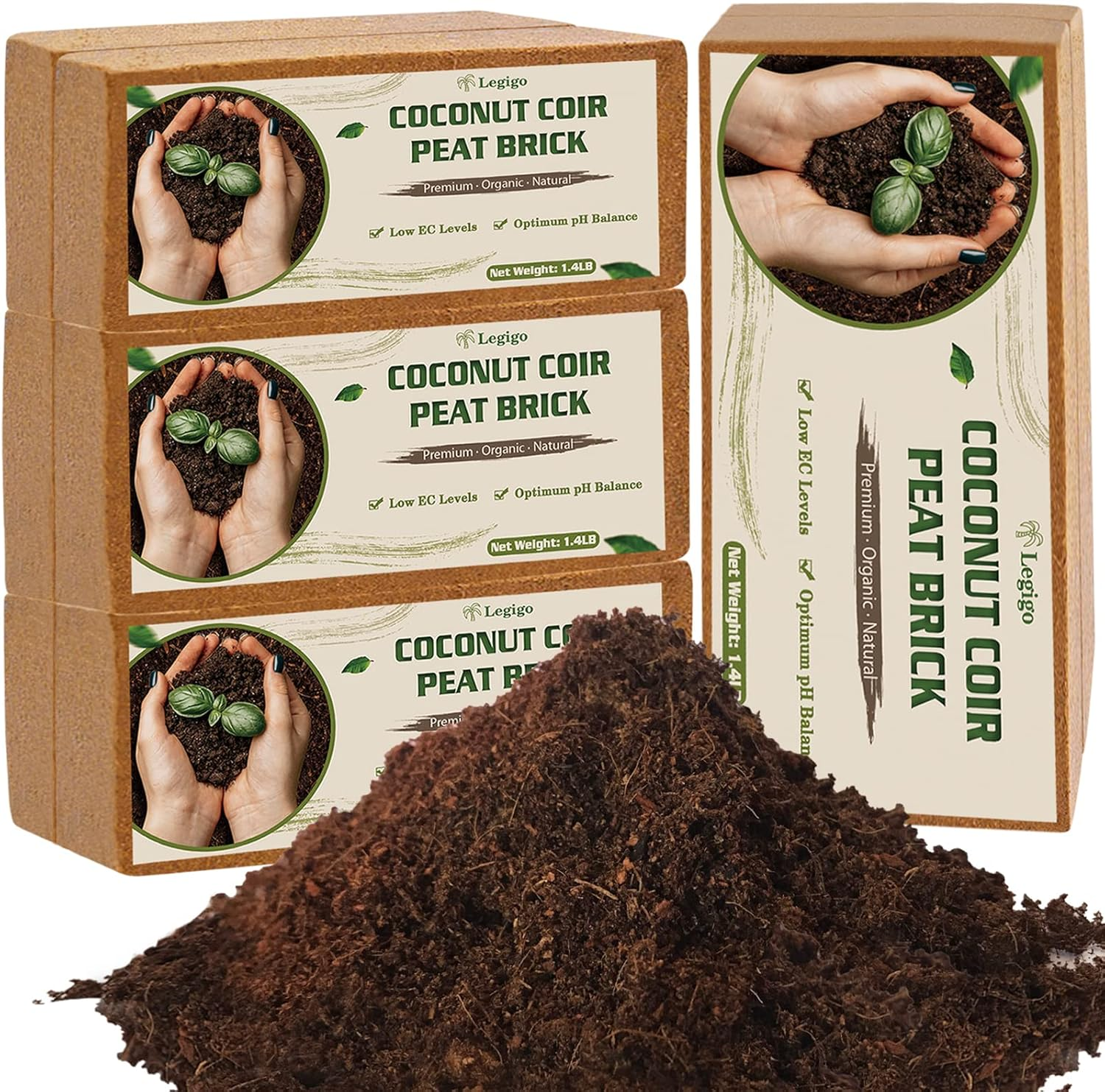 8 Pack Coco Coir Bricks (11.2Lb), 100% Organic Coconut Coir Fiber Potting Soil for , Compressed Coco Peat Seed Starter, Coconut Husk Potting Mix for Indoor & Outdoor , Gardening