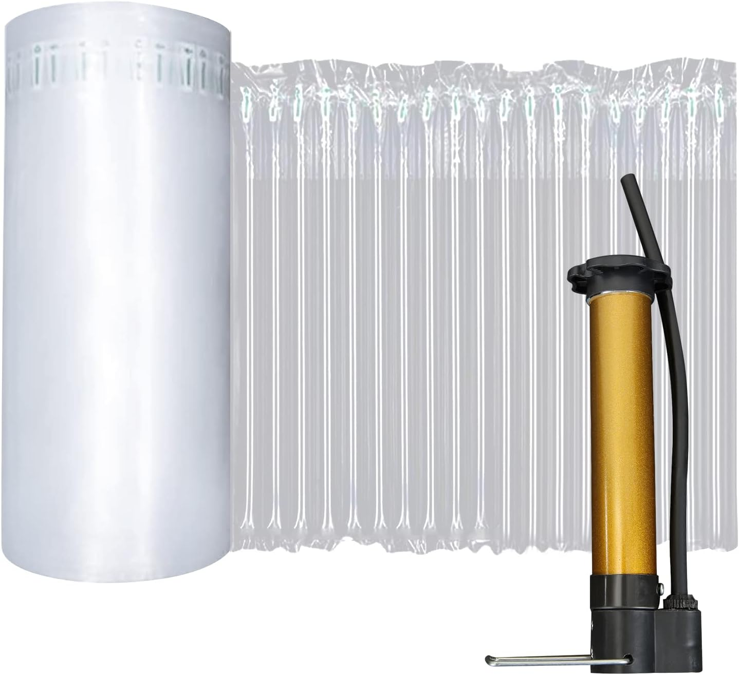 13.7 Inch X 164 Feet Bubble Cushioning Wrap Roll, Large Bubble Air Bubbles for Packaging Moving Shipping Delivering with Free Pump, Inflatable Air Column Bubble Bag Wine Bottle Protector