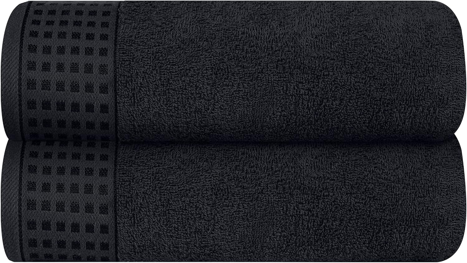 GLAMBURG 100% Cotton 2 Pack Oversized Bath Towel Set 28X55 Inches, Ultra Soft Highly Absorbant Compact Quickdry & Lightweight Large Bath Towels, Ideal for Gym Travel Camp Pool - Black