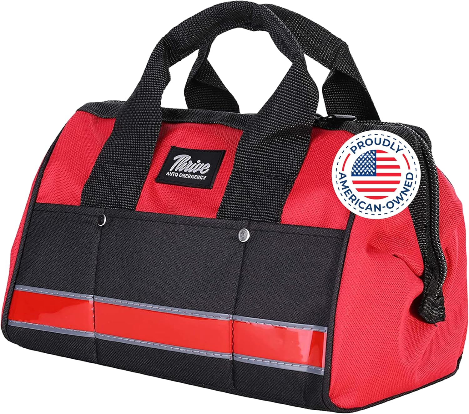 Emergency Car Kit - 104-Piece Set, Red Canvas Bag - Survival Gear & Vehicle Essentials with Jumper Cables & Mini First Aid Pack - Portable Roadside Emergency Essentials for Cars, Trucks & SUVs