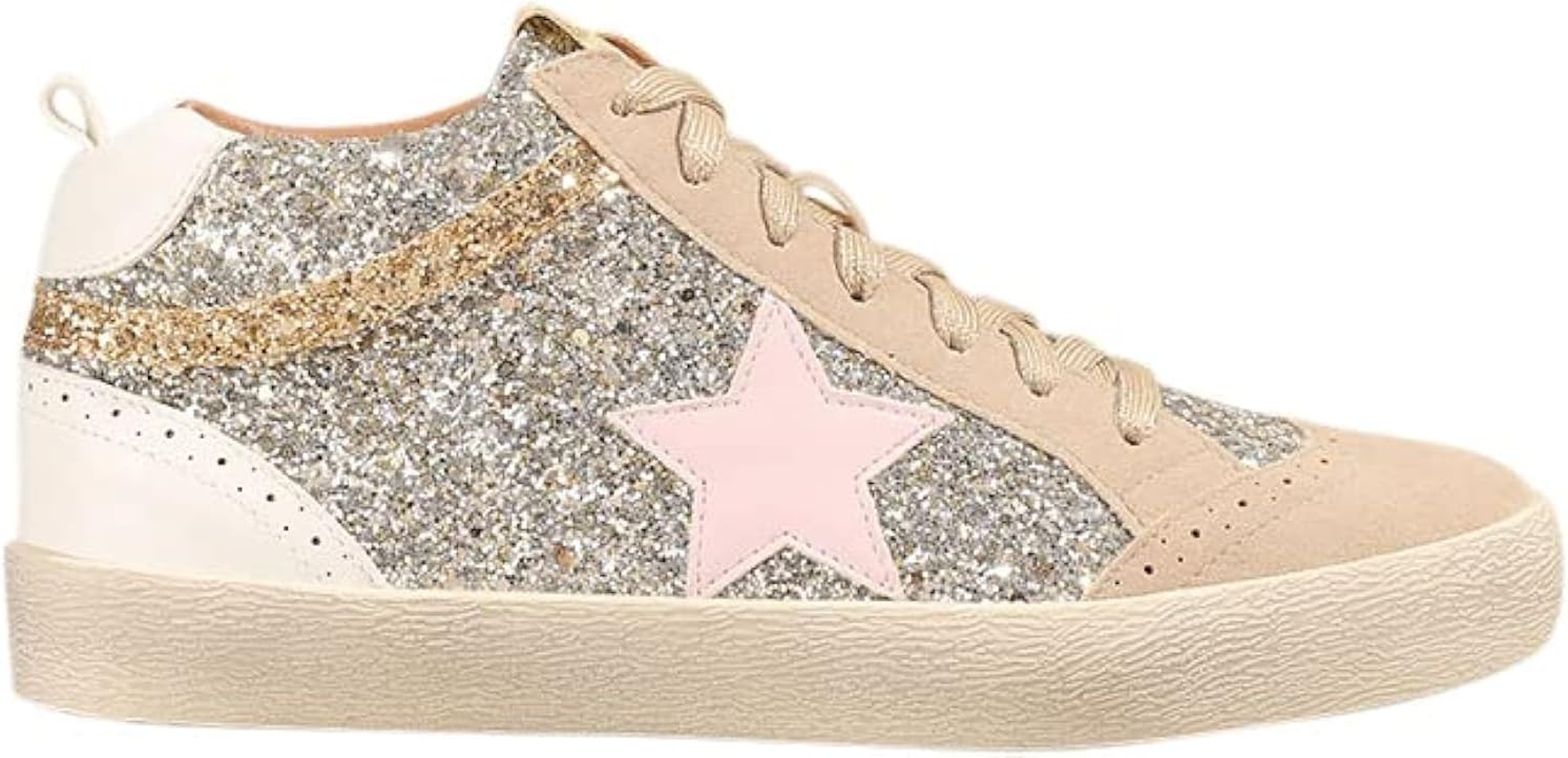 Mi.Im Daisy Rubber Sole Lace-Up Glitter Suede Mid Star Sneakers