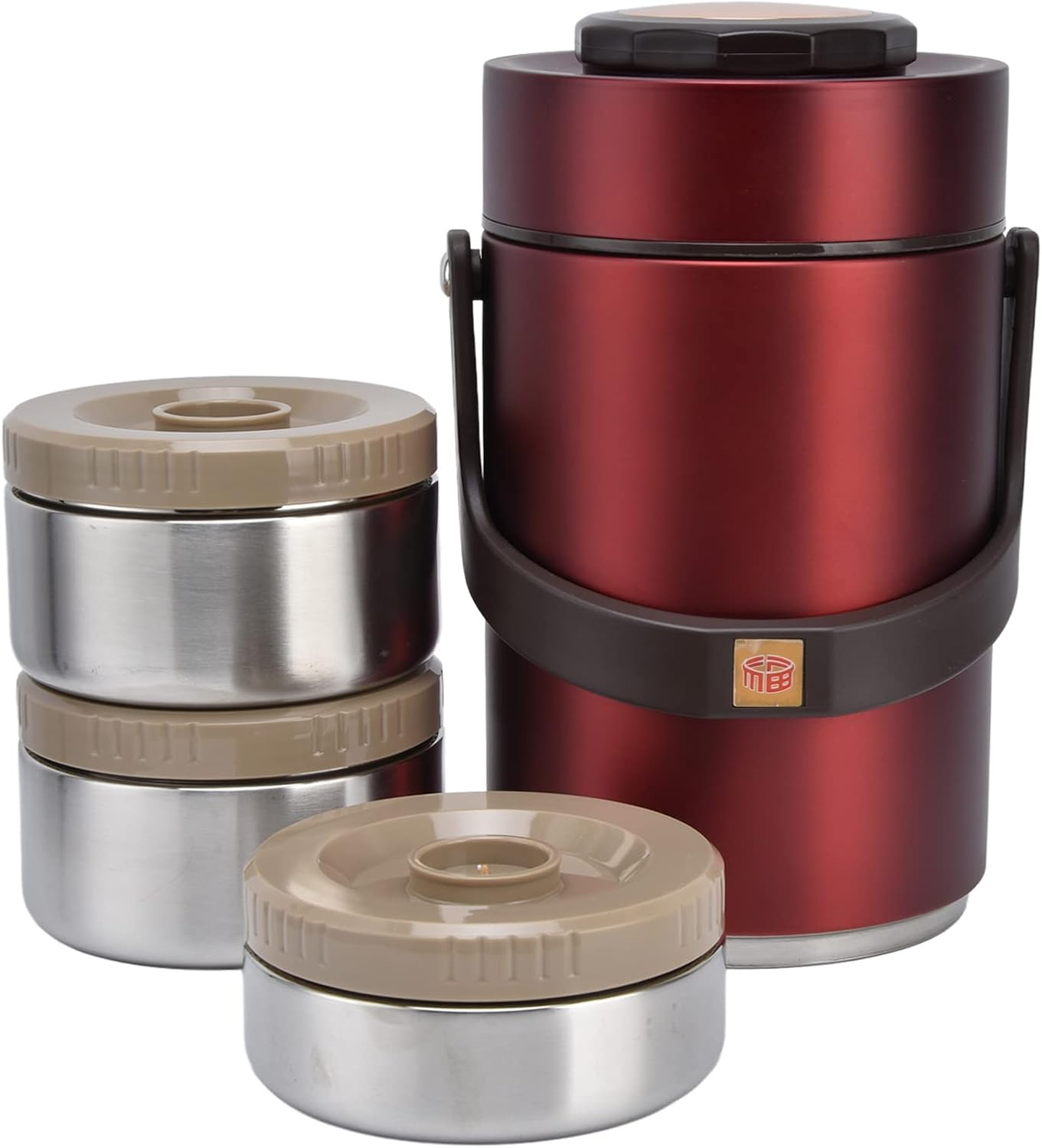 Food Flask 2L Termos Para Comida Caliente 24 Horas 304 Acciaio Inossidabile 2.3L Lunch Box Sottovuoto 3 Strati Prevenire Perdite Contenitore Isolato per Viaggi Di Lavoro (Rosso)