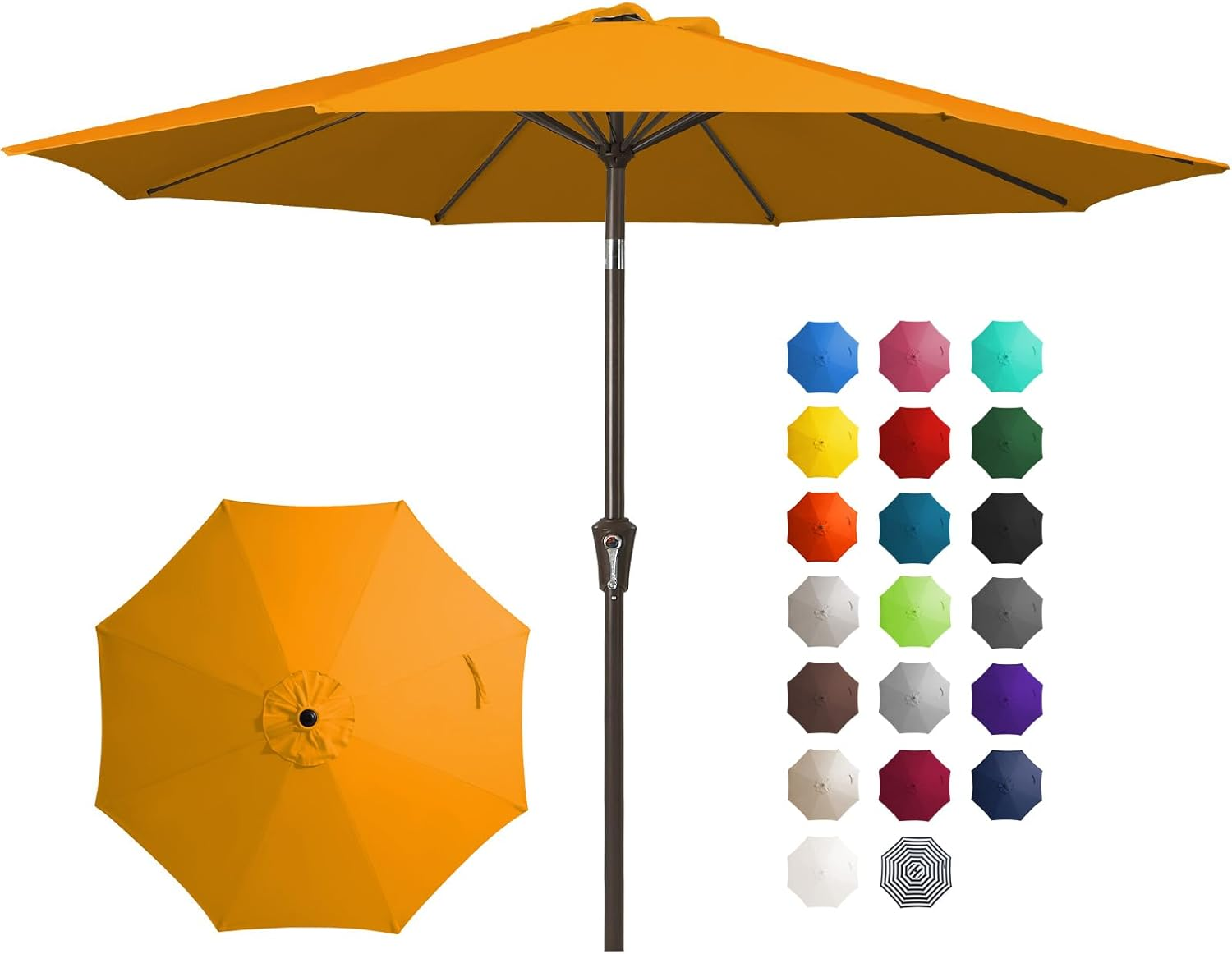 10FT Outdoor Patio Umbrella Outdoor Table Umbrella with Push Button Tilt and Crank, Market Umbrella 8 Sturdy Ribs UV Protection Waterproof for Pool, Garden (Light Orange)