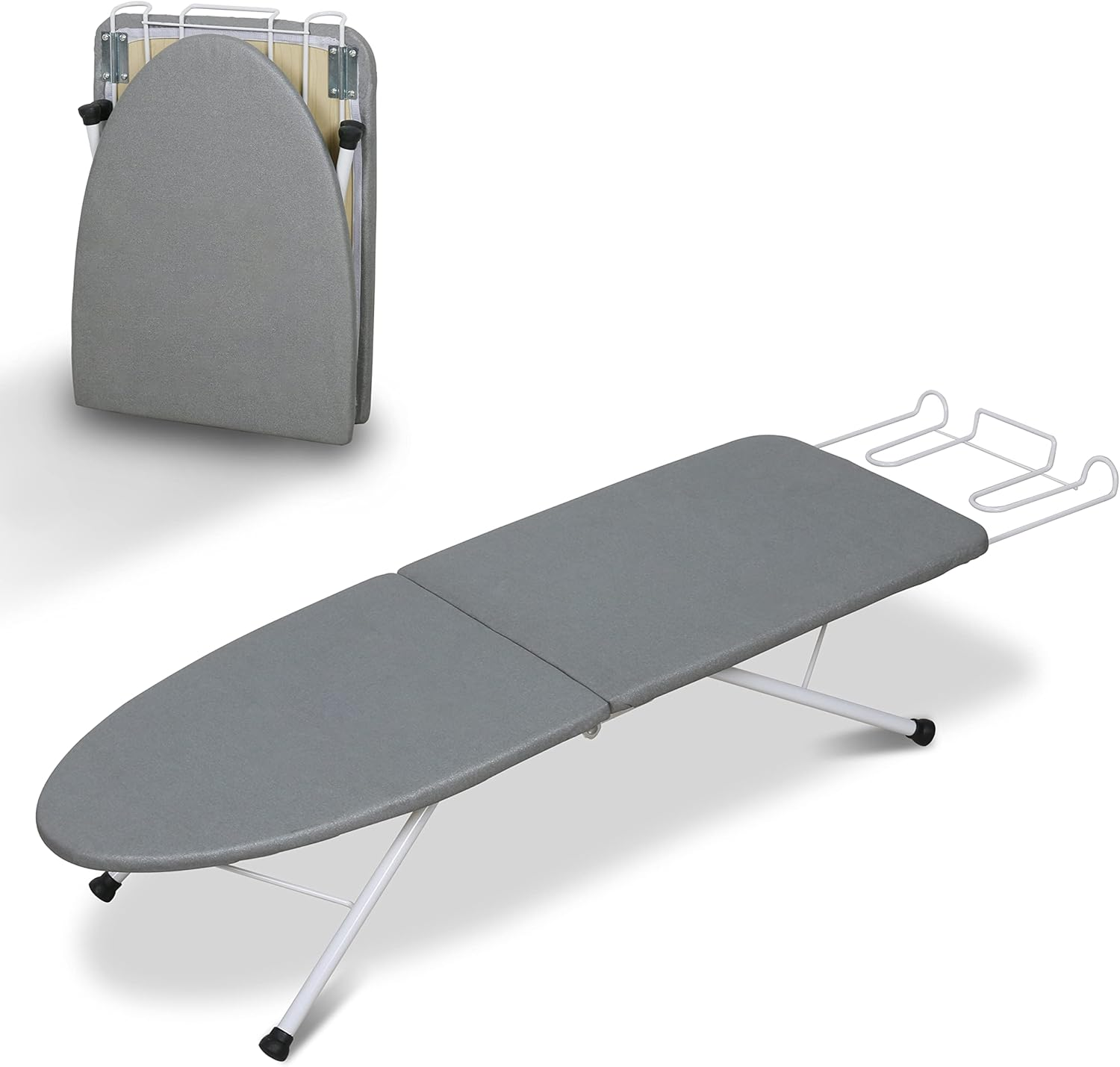 Tabletop Ironing Board,Portable Iron Board with Iron Rest, Foldable Small Ironing Board with Heat Resistant Cover and 100% Cotton Pad, 31.5"X11.8"X7", Grey