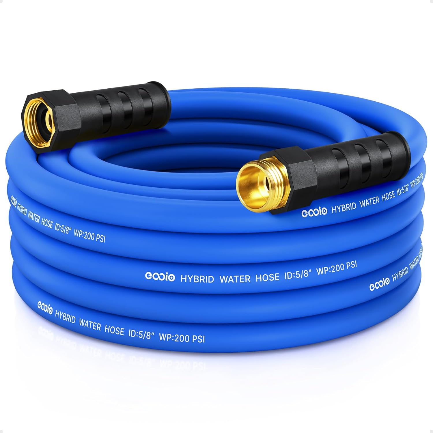 Heavy Duty Garden Hose 25 Ft, Non-Expanding Flexible Water Hose, Kink Resistant Lightweight Hybrid Hose, Leakproof Hose Male to Female Fittings