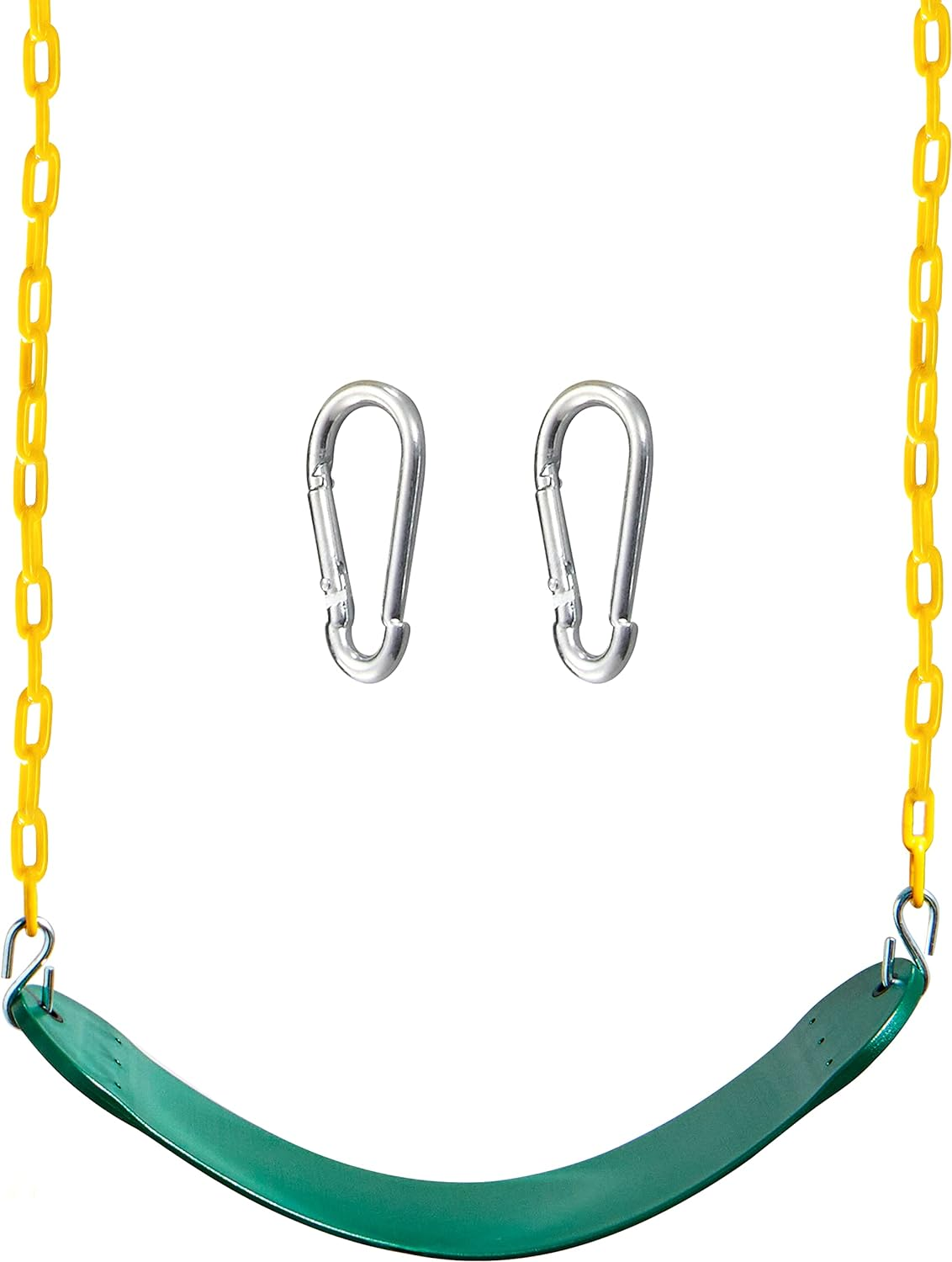 Heavy Duty Green Swing Seat with 66 Inch Coated Chains for Kids Outdoor