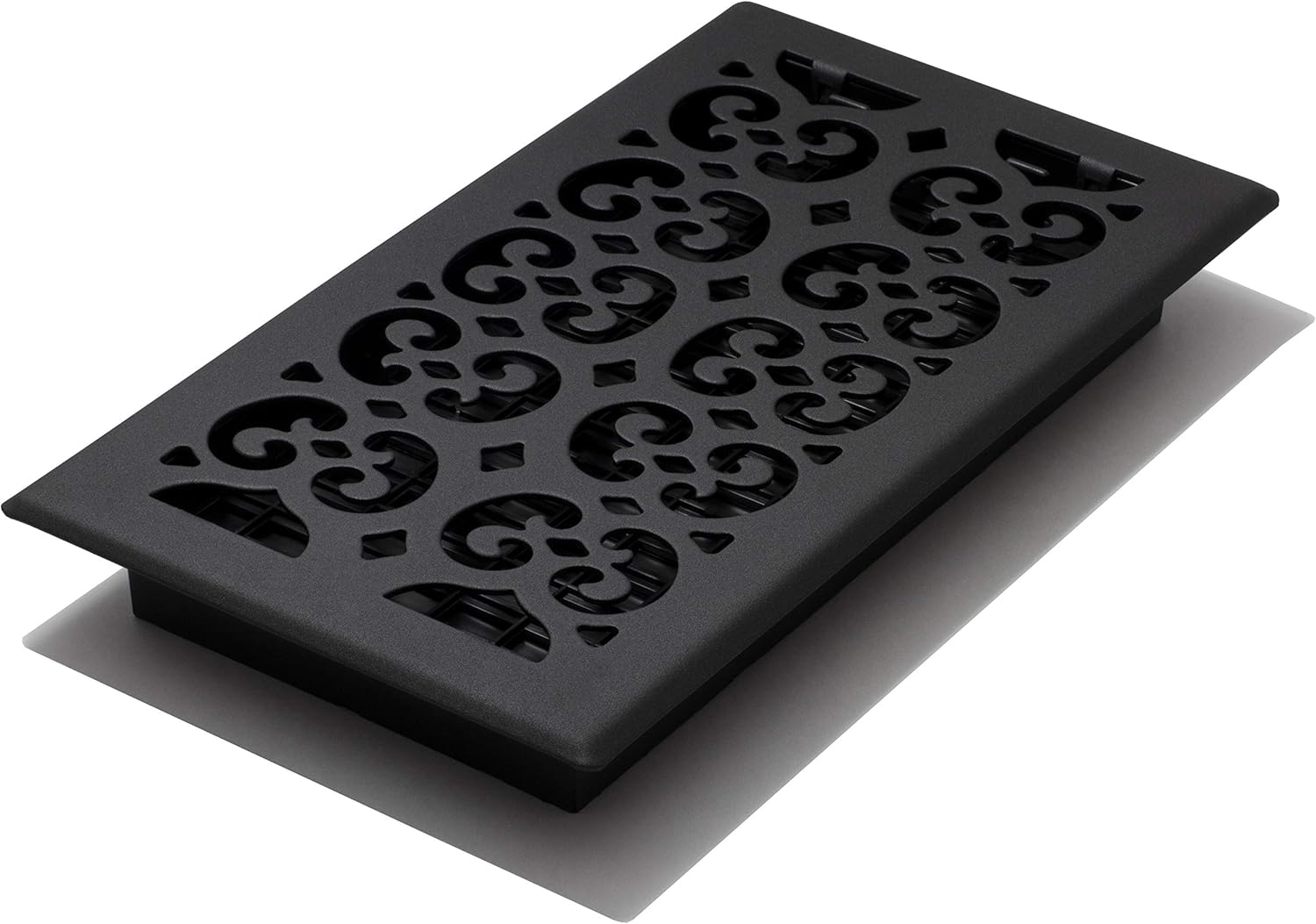 STH612 Scroll Text Floor Register 6-Inch by 12-Inch Black
