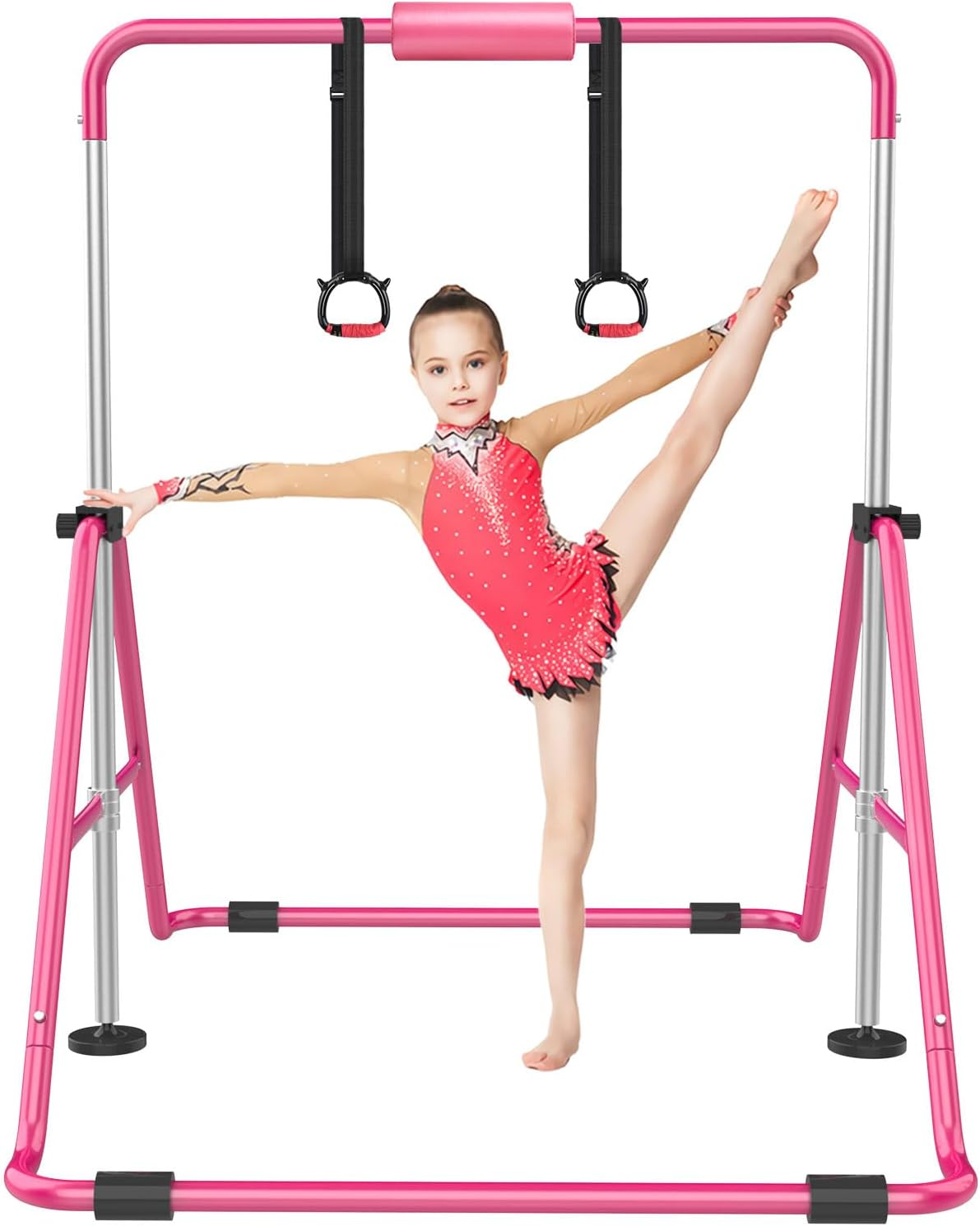 KidoGym Gymnastics Bar, Gymnastic Bar for Kids for Home, Foldable Gymnastics Training Bars with Adjustable Height, Expandable Folding Horizontal Kip Bar…