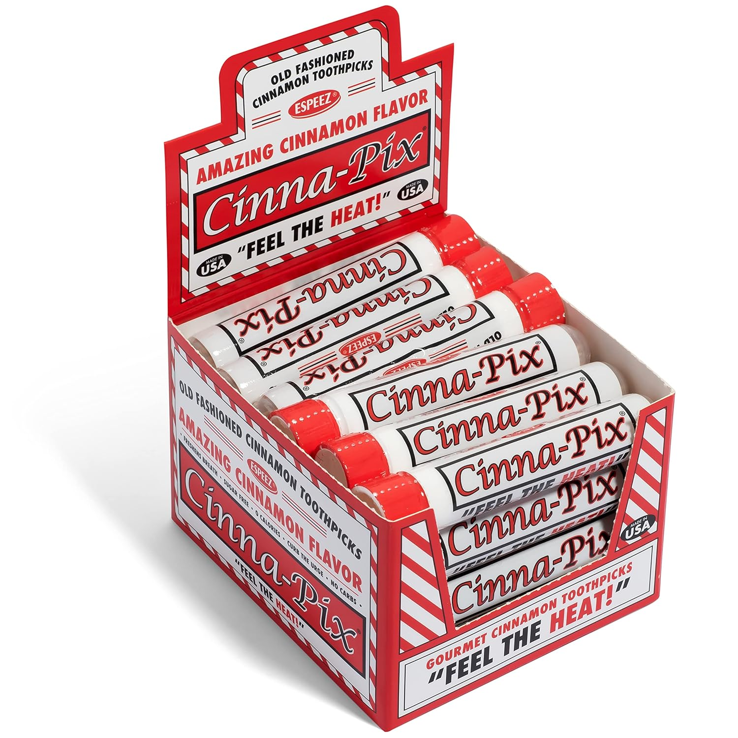 Cinna-Pix Cinnamon Toothpicks Tubes (24 Pack) - Bulk Cinnamon Toothpicks