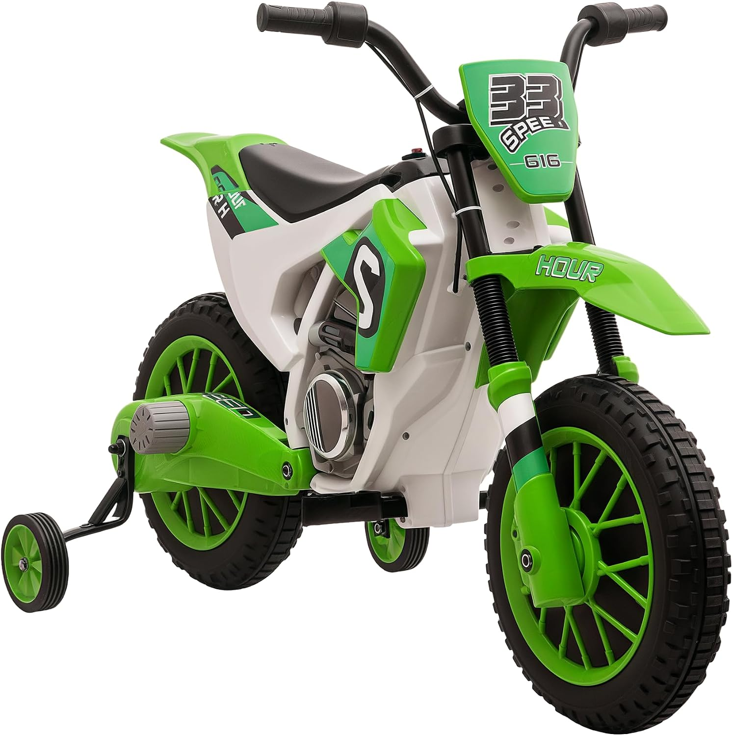 12V Kids Motorcycle W/Treaded Tires, 5Mph Top Speed for Kids, Green