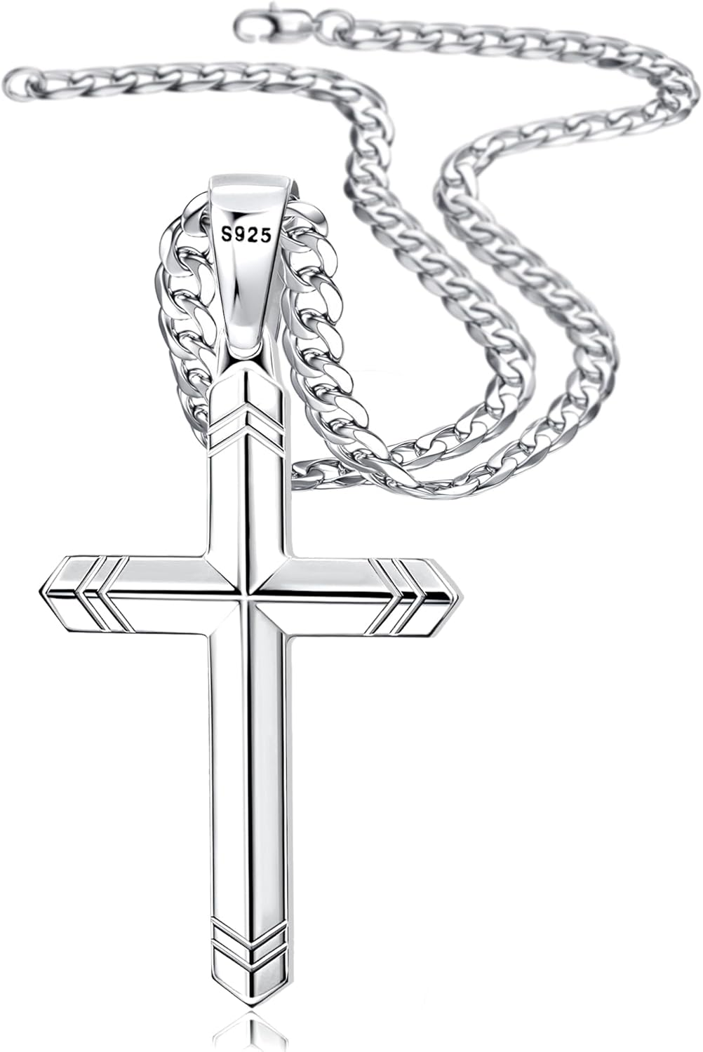 925 Sterling Silver Cross Necklace for Men Women 5MM 22