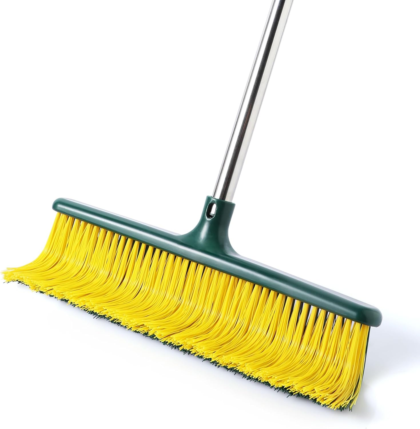 Heavy Duty Outdoor Broom Commercial Broom Garden Leaf Rake with Curved Bristles Adjustable Long Handle Indoor Outdoor for Yard Deck Garden Garage Lobby Lawn Sidewalk Leaves 58.7 Inch