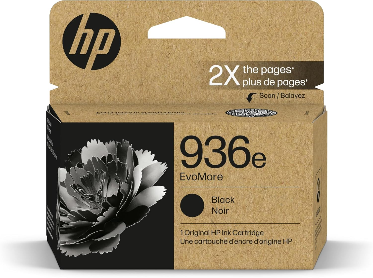HP 936E High Yield Black Evomore Ink Cartridge for Printers | Works with Printer Series: with Officejet 9120, Officejet Pro 9100, Officejet Pro Wide Format 9700 | Carbon Neutral | 4S6V6LN