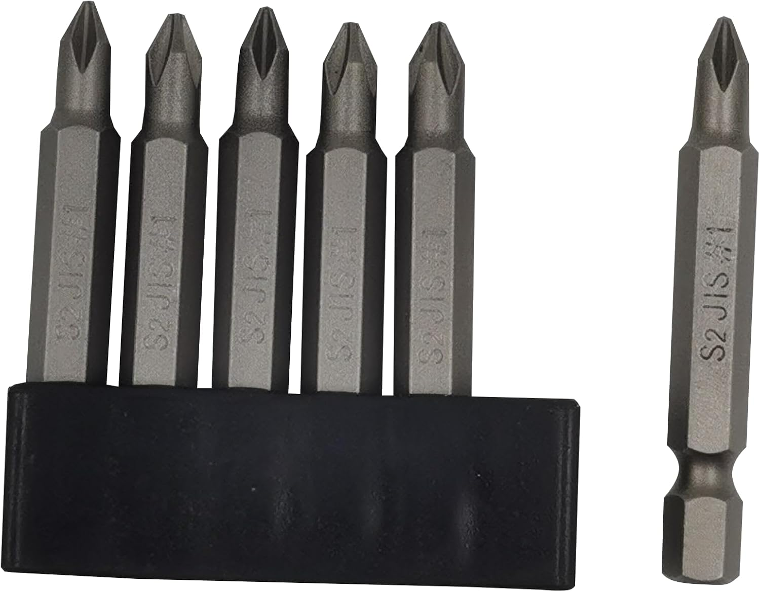 6Pcs 50Mm JIS Screwdriver Bit Set with Magnetic Tip,1/4 Hex Shank, S2 Alloy Steel & 6-Hole Storage Strip-Erfect for Japanese Motorcycles, Cars,Bicycle & Equipment (JIS #1X6)