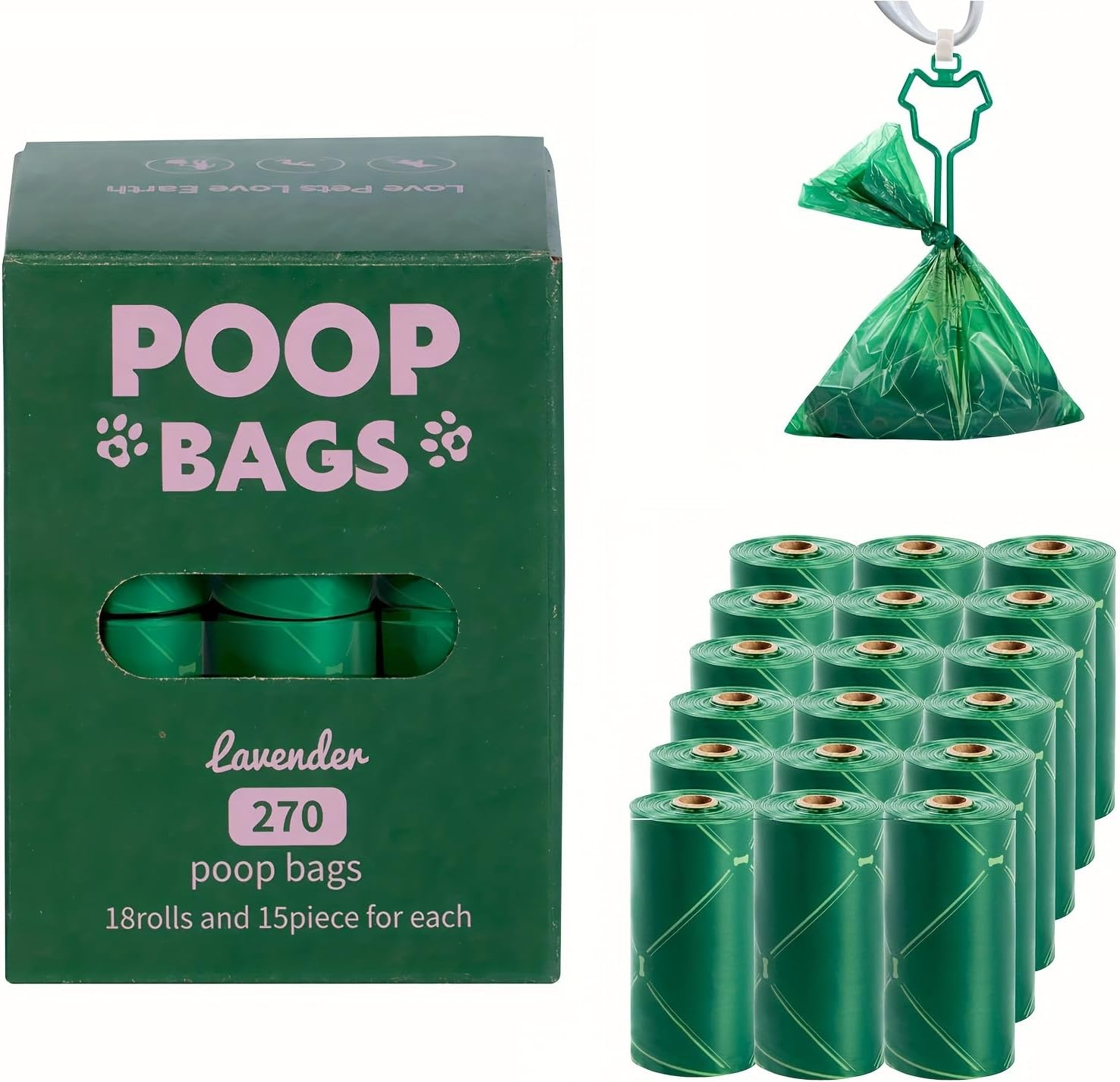 Poop Bags for Dogs, Guaranteed Leak Proof and Extra Thick Waste Bag Refill Rolls,Extra Thick Dog Poop Bags Rolls, 270 Bags, 9