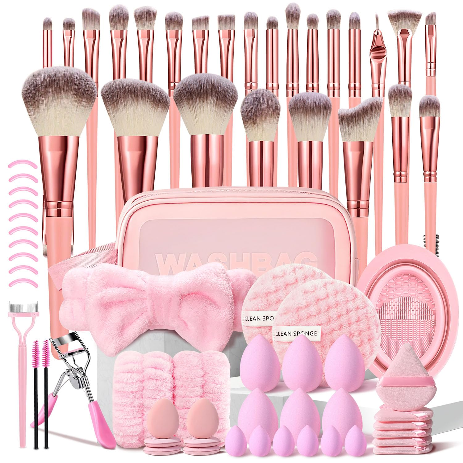 70Pcs Pink Makeup Brushes Set Professional Makeup Kit Multi-Functional Makeup Tool Set with Case Facial Makeup Accessories, Foundation Makeup Brush Kit Eye and Face Make up Brushes & Tools