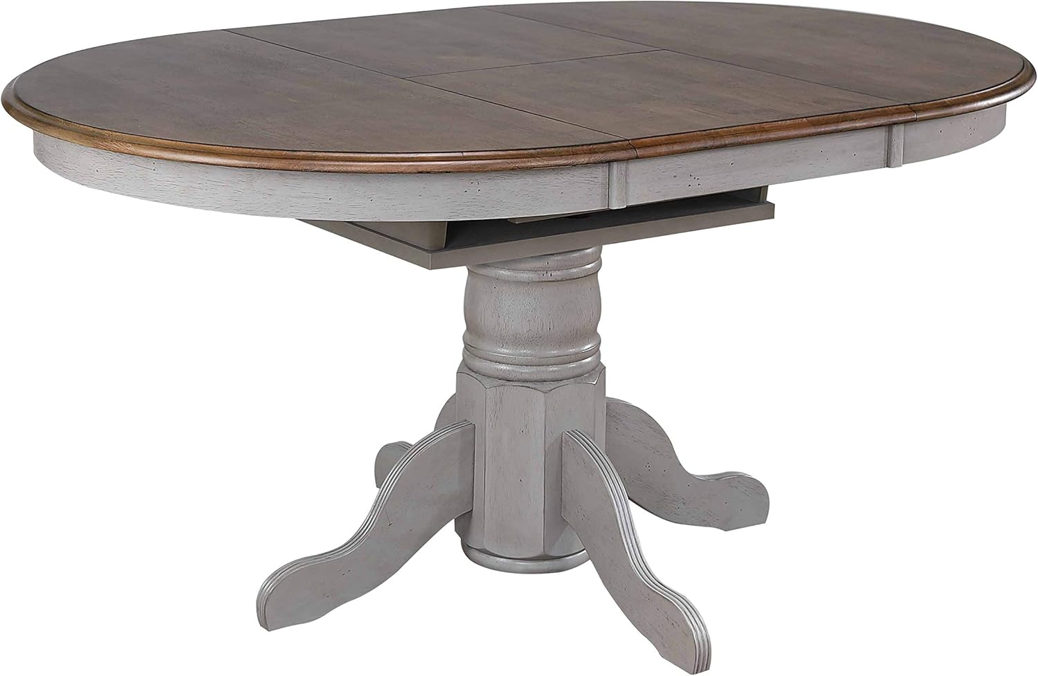 Country Grove round or Oval Extendable Dining Table | Distressed Gray and Brown Wood