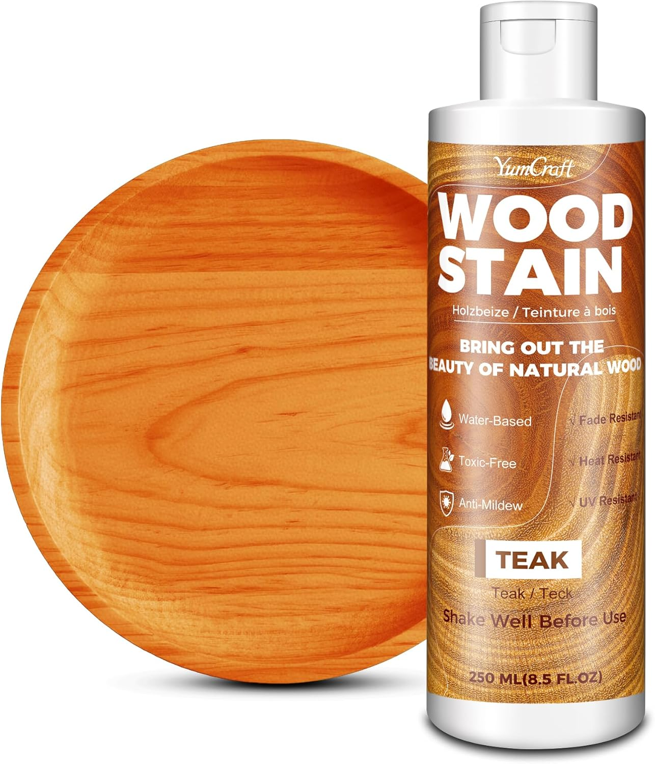 Water Based Wood Stain Teak 8.5Oz/250Ml, Matte Fast Drying Wood Stain, Low Odor