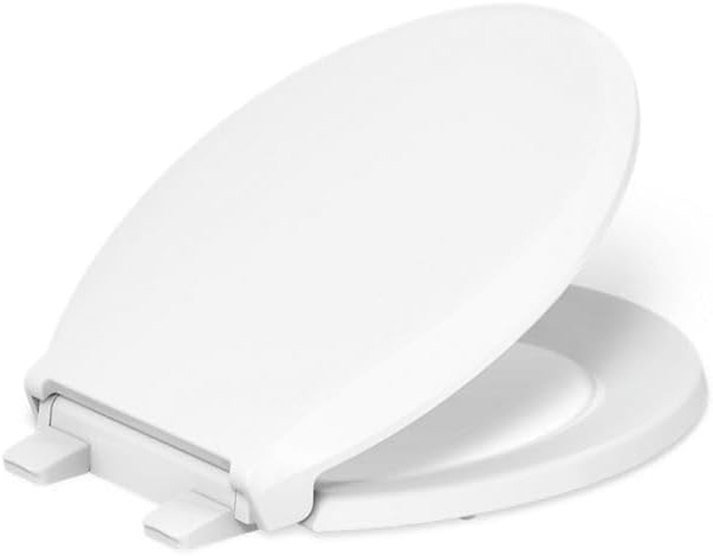 KOHLER 4639-RL-0 Cachet Readylatch Round-Front Toilet Seat, Quiet-Close Lid, Contoured Seat, Grip-Tight Bumpers and Installation Hardware, White