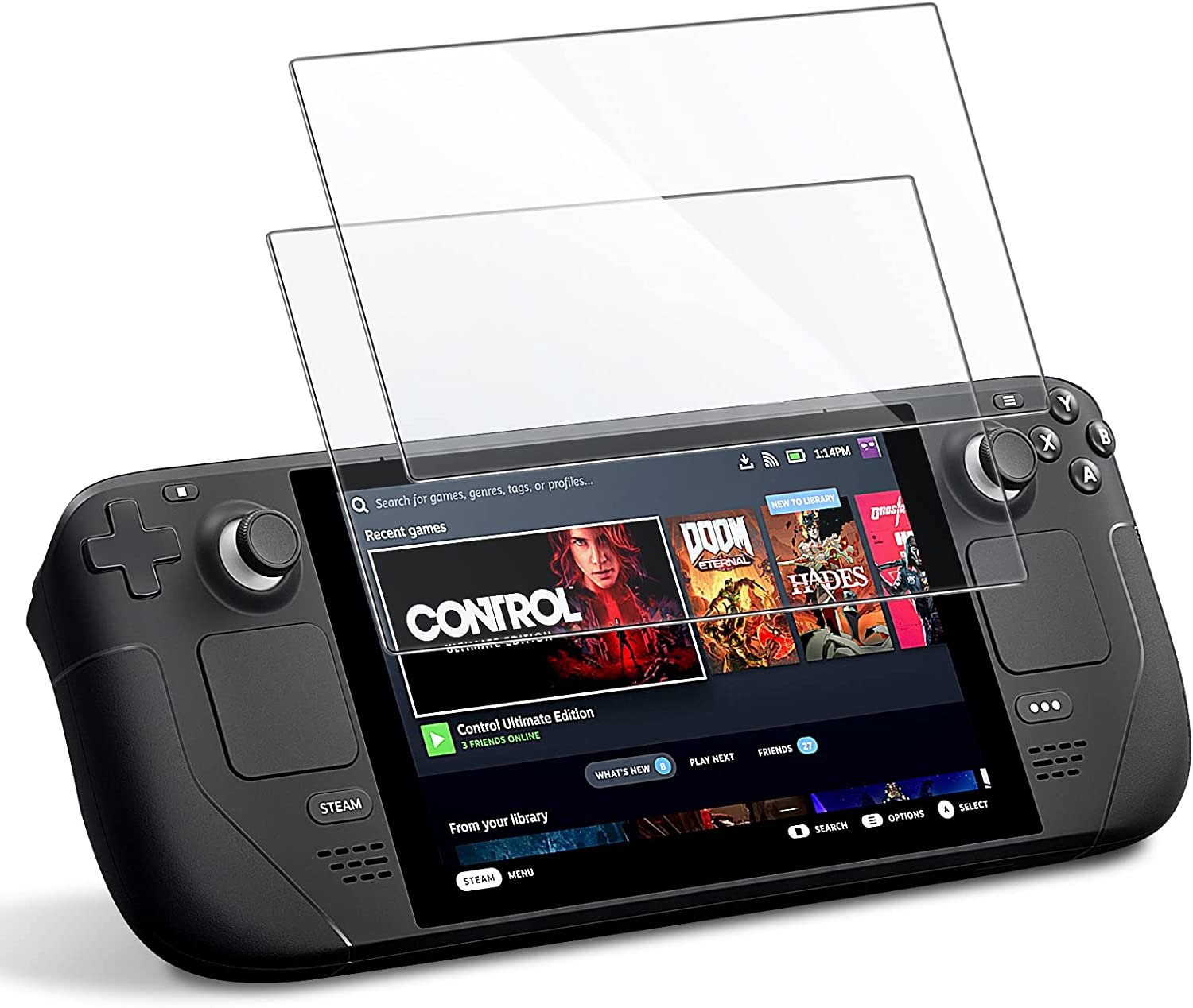 Screen Protector for Steam Deck OLED 7.4-Inch (2023) and Steam Deck 7-Inch (2021&2022), 9H Tempered Glass Film, Anti-Scratch HD Clear, 2-Pack