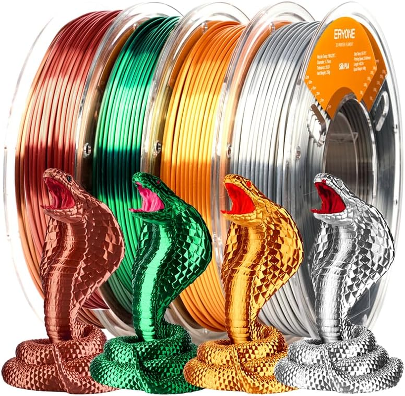 ERYONE PLA Filament 3D Printer Filament Bundle Multicolor 1.75Mm +/- 0.03Mm, PLA Filament 250G Spool, 4 Rolls, Silk Pla 1