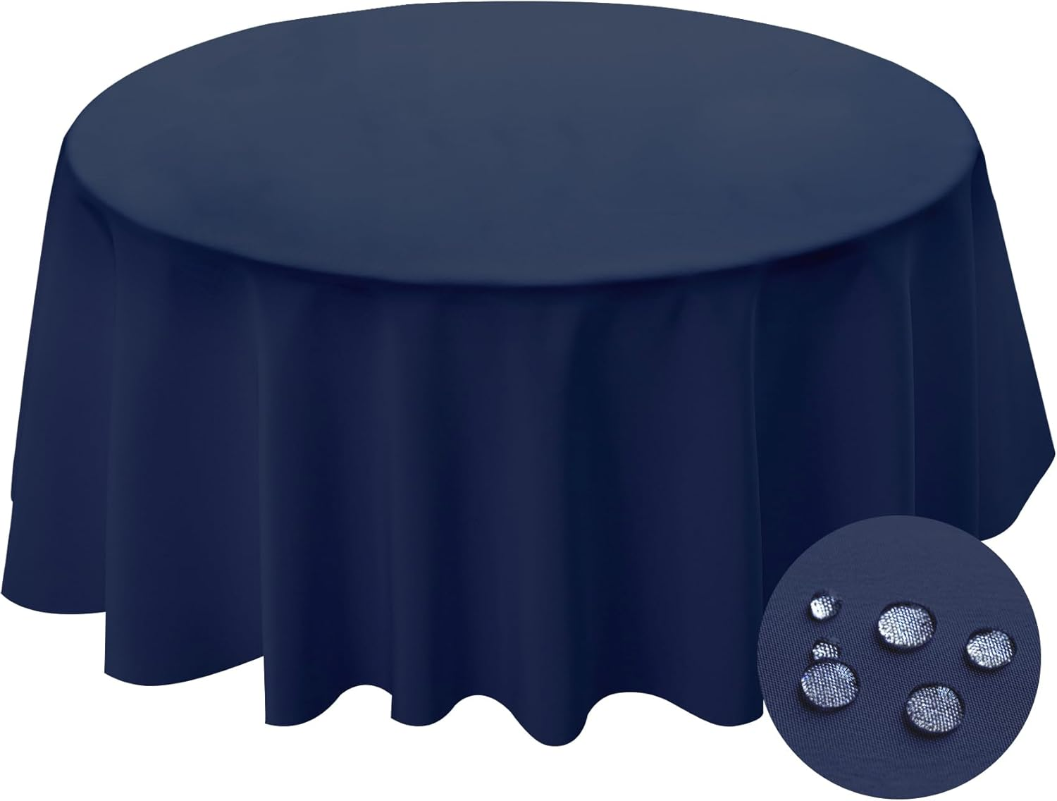BYDOLL Table Cloth round 60 Inch Tablecloth Fits Max50 Inch Diameter Top,Navy Blue Washable Outdoor Winkle and Stain Resistant Spillproof Polyester Tablecloths for round Tables Party Cover
