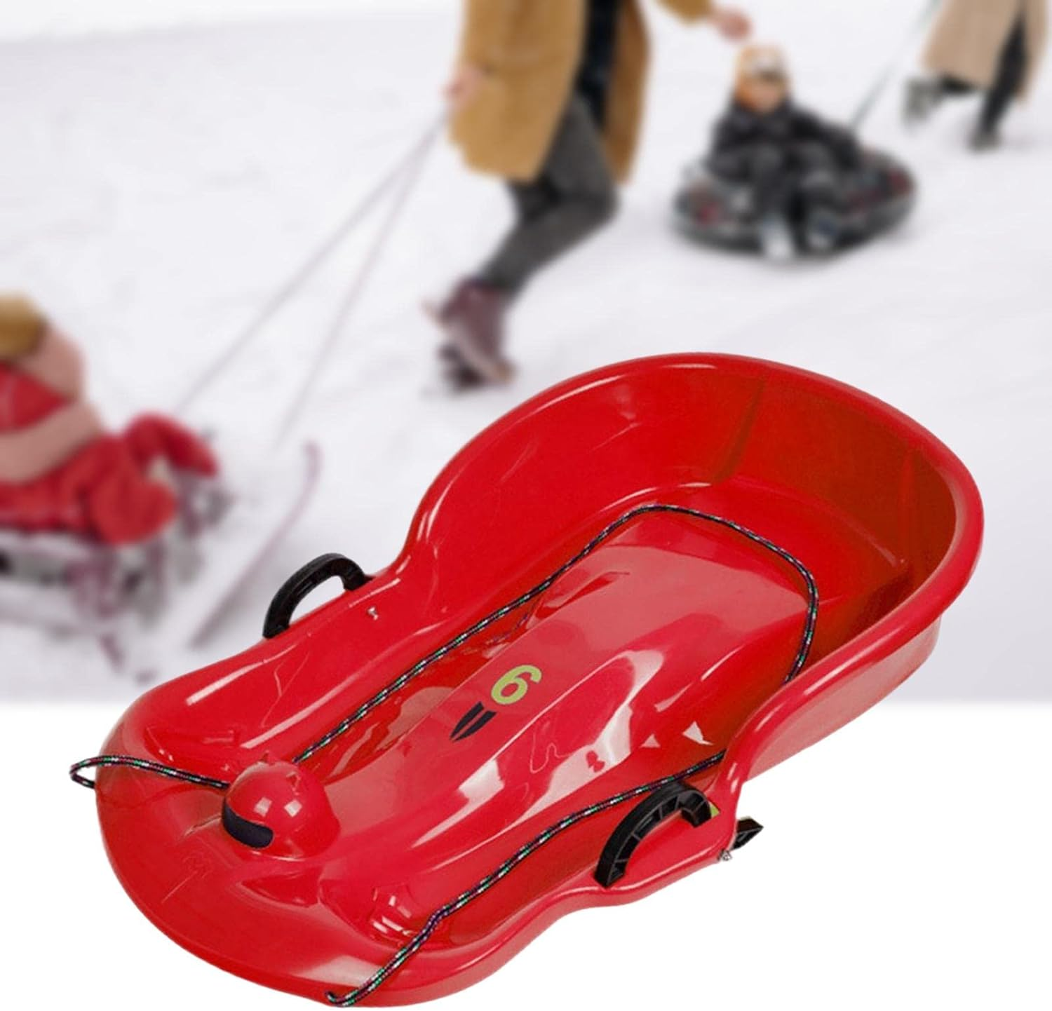 Hellery Winter Snow Sled Sleigh Sledding Toboggan Skiing Downhill Sleds Ski B... - Picture 8 of 14
