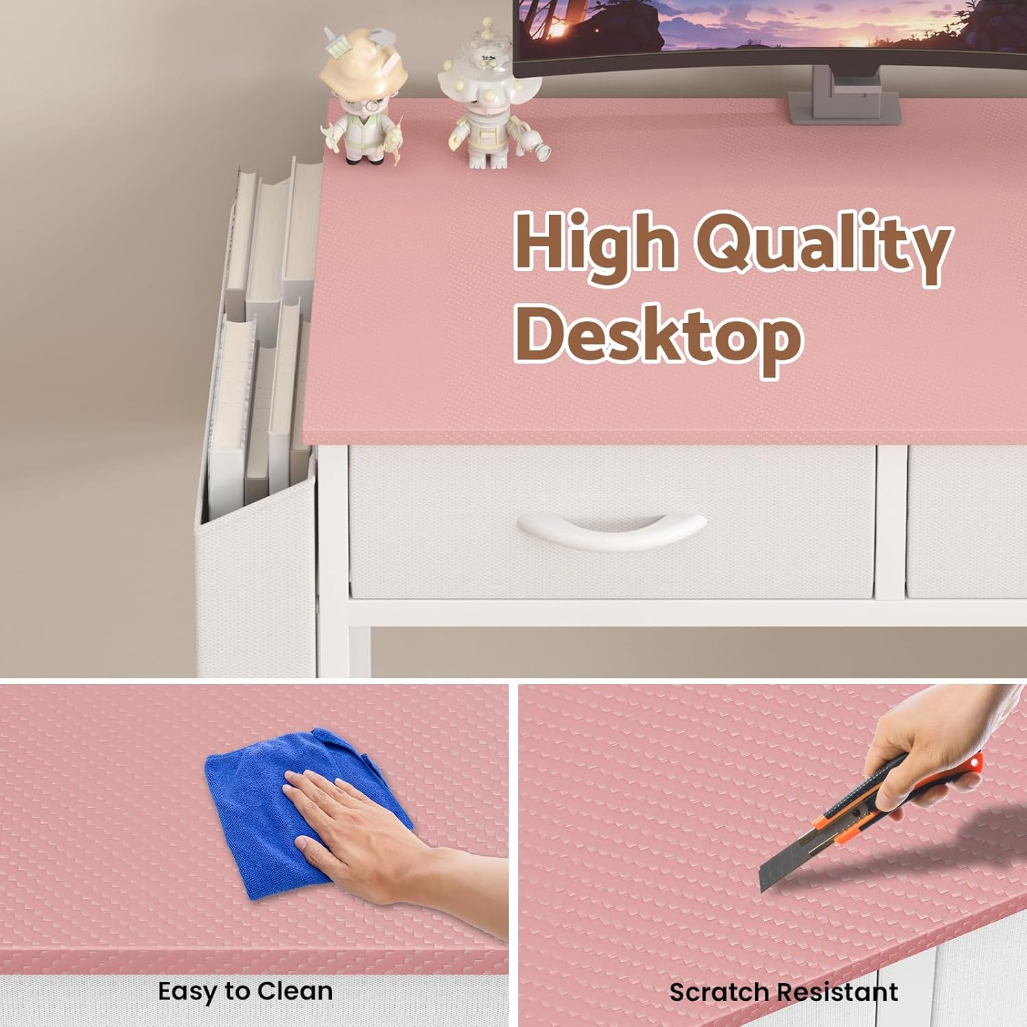 Advwin 80cm Small Desk with 2 Drawers and Storage Bag, Makeup Vanity Desk wit... - Picture 7 of 13