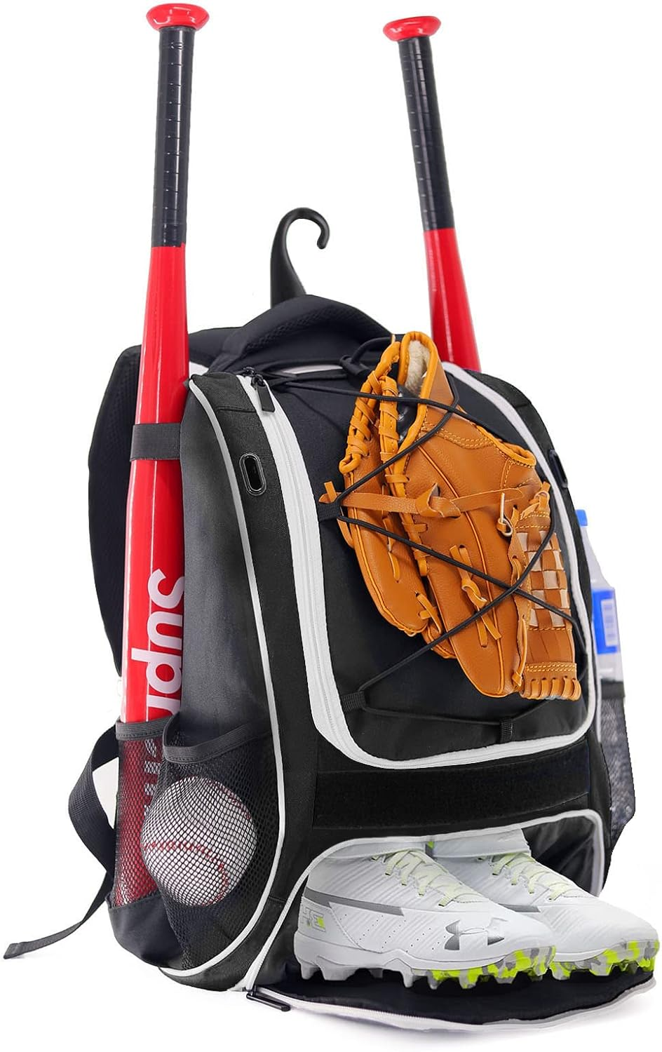 Youth Baseball Bag Bat Backpack T-Ball Softball Glove Helmet Shoe Compartment