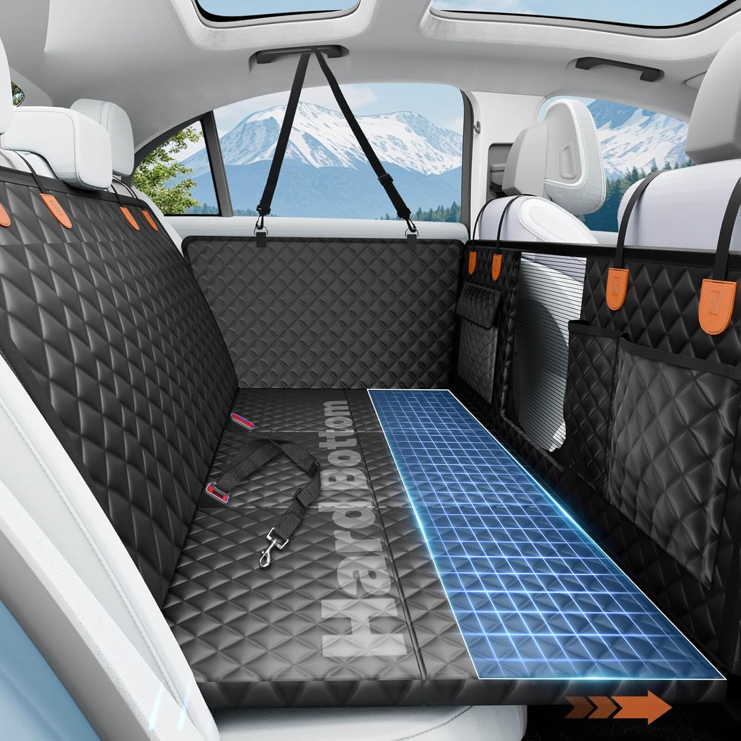 Dog Car Seat Cover for Back Seat, Hard Bottom Hammock Hold 400Lbs for Cars