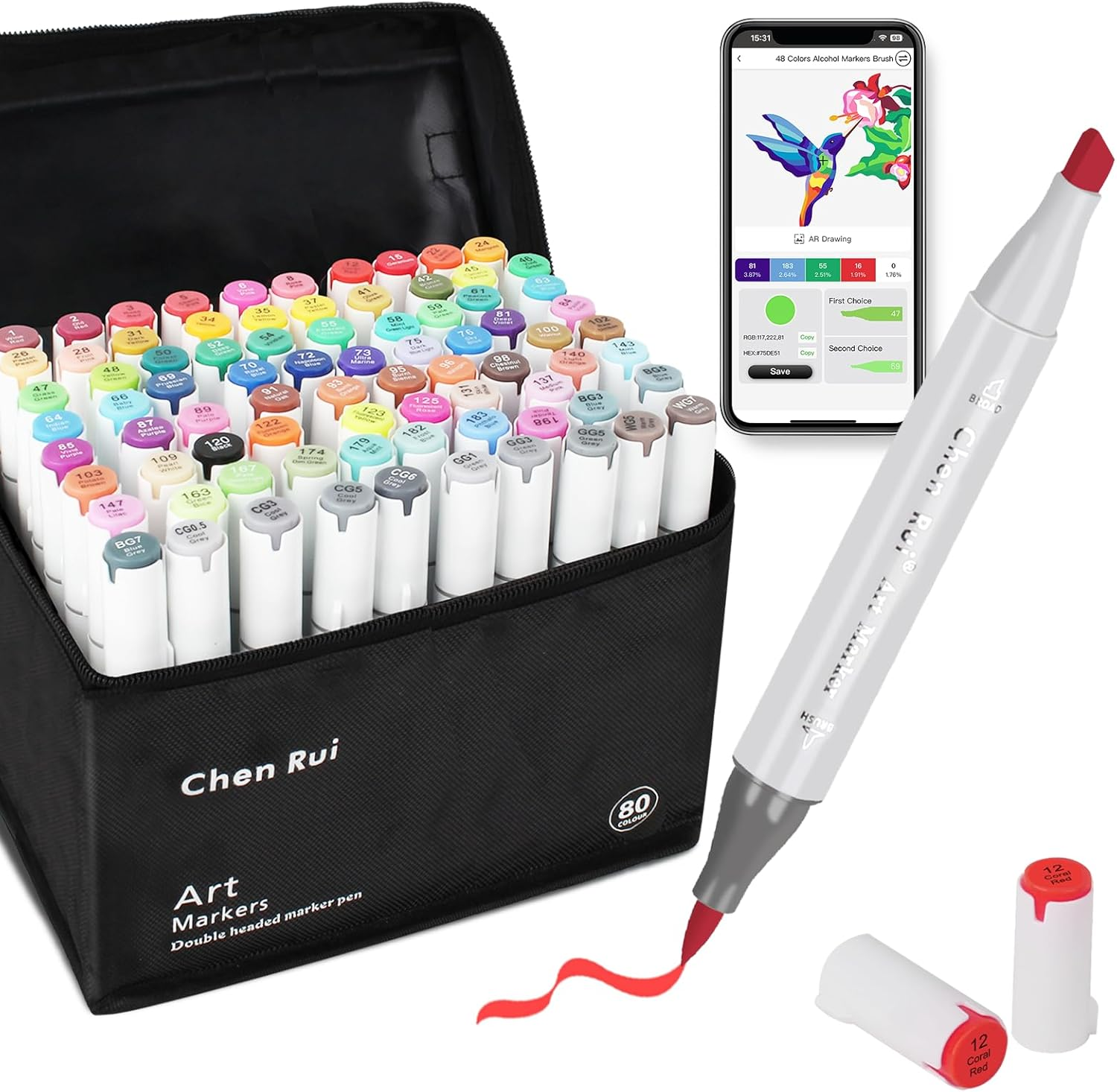 168 Colors Alcohol Brush Markers with Free App,Dual Brush & Chisel Tips Blend... - Picture 11 of 17