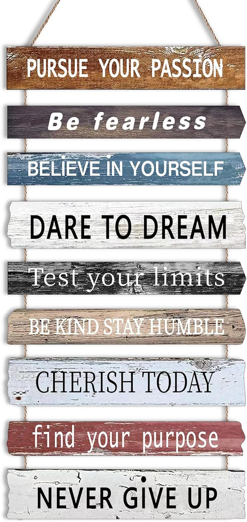 Motivational Wall Art Decor with Positive Quotes, Inspirational Wall Art Room Decor for Teen Girls Women, Rustic Wall Hanging Plaque Sign for Home Office Living Room Bathroom - 12X24 Inch