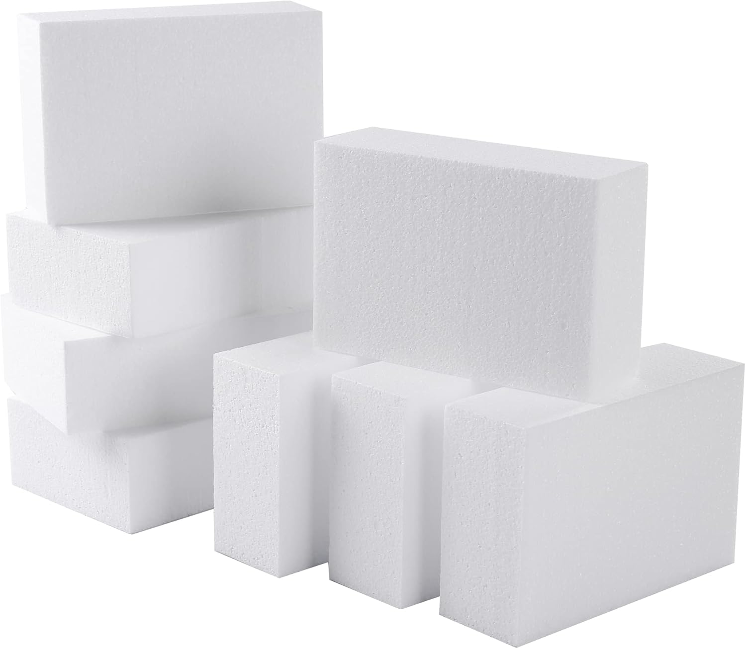 AMZQNART 8 Pack Crafts Foam Blocks, 6X4X2 Square Polystyrene Foam Bricks for Art Sculpting, Flower Arrangements, Sculpture, Modeling, School and Home DIY.