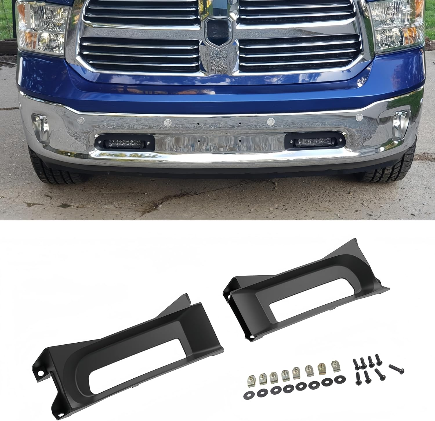 Front Driver Passenger Tow Hooks Bezel Bracket for 2013-2018 Dodge Ram 1500,Left & Right Tow Hook Bezel Set for Dodge Ram Accessories (Black)