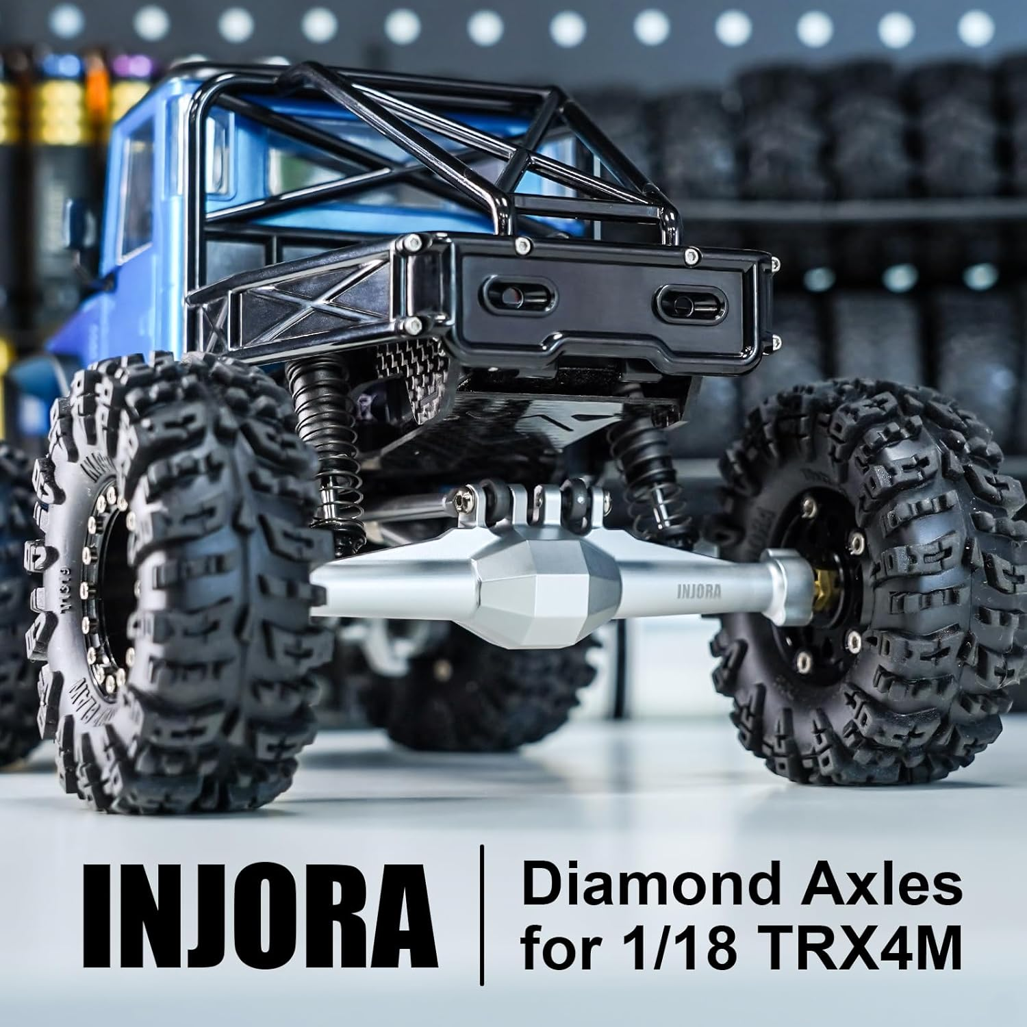 INJORA +4mm Diamond Axles with Lay Down Servo Mount & Links for 1/18 TRX4M(Si... - Picture 7 of 14