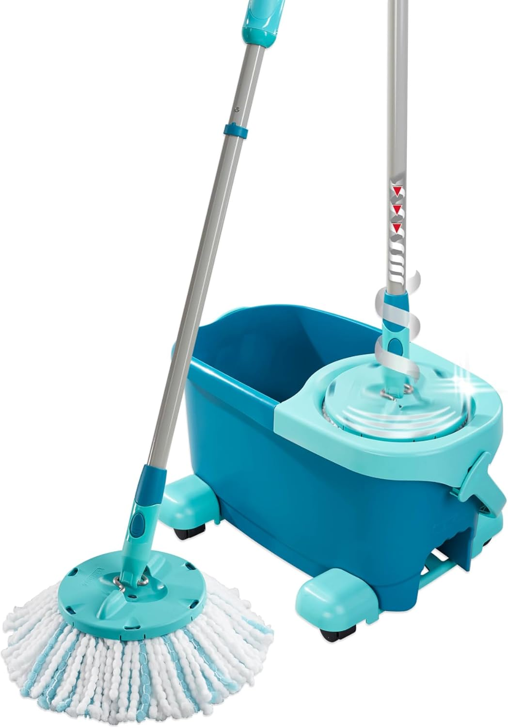 Leifheit Set CLEAN Twist Disc Mop Ergo 2.0 Mit Rollwagen, Bodenwischer Mit Mikrofaser Bezug Für Nebelfeuchte Reinigung Auf Fliesen Und Laminat, Wischmopp Mit Click-System Und Schleudertechnologie